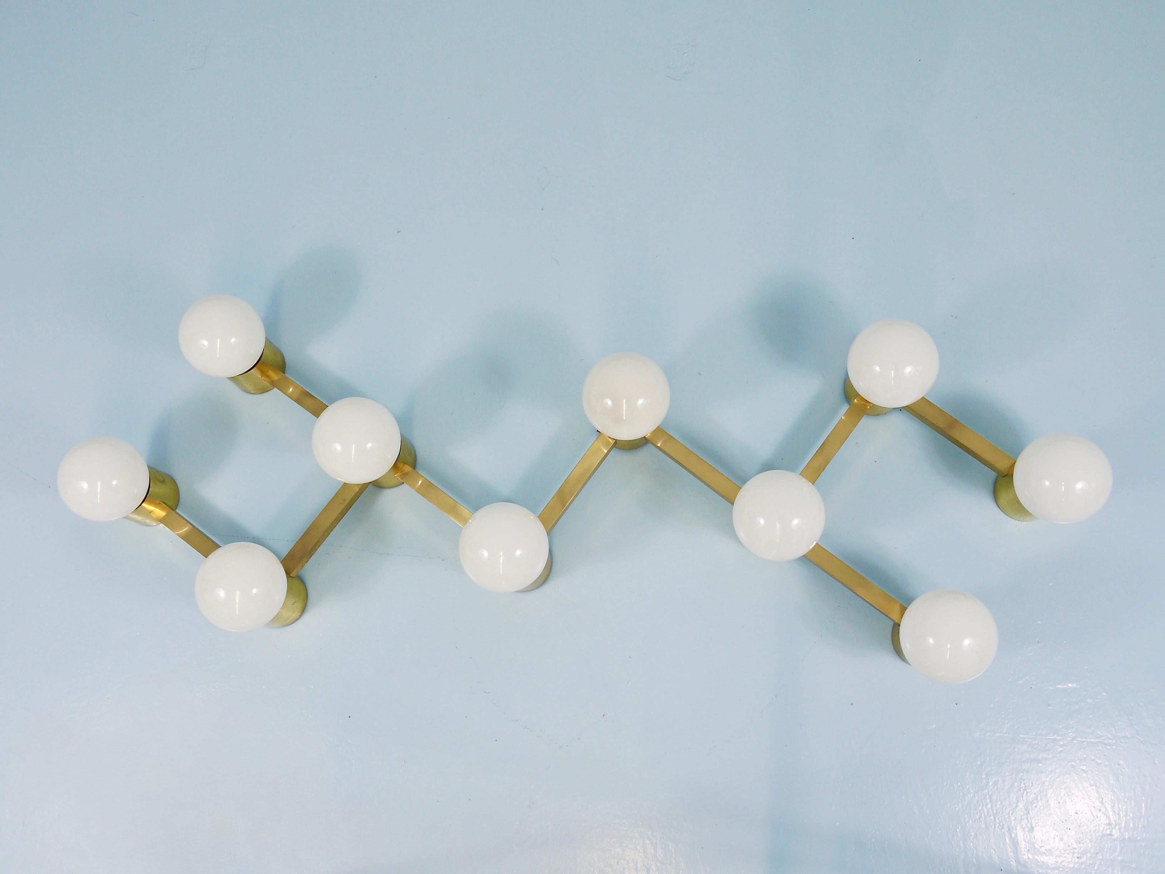 Große Sciolari-Stil ZigZag Messing Deckenleuchte & Wandleuchte, Österreich, 1970er Jahre im Angebot 3