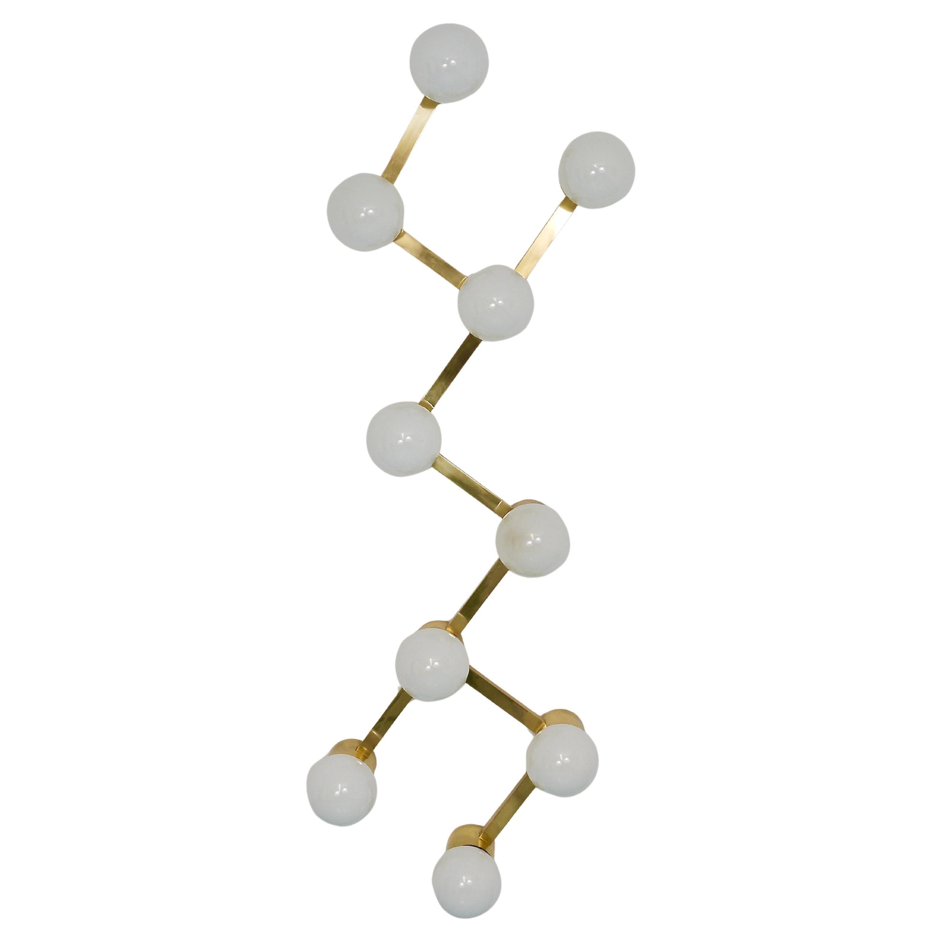 Große Sciolari-Stil ZigZag Messing Deckenleuchte 
Wandleuchte, Österreich, 1970er Jahre im Angebot