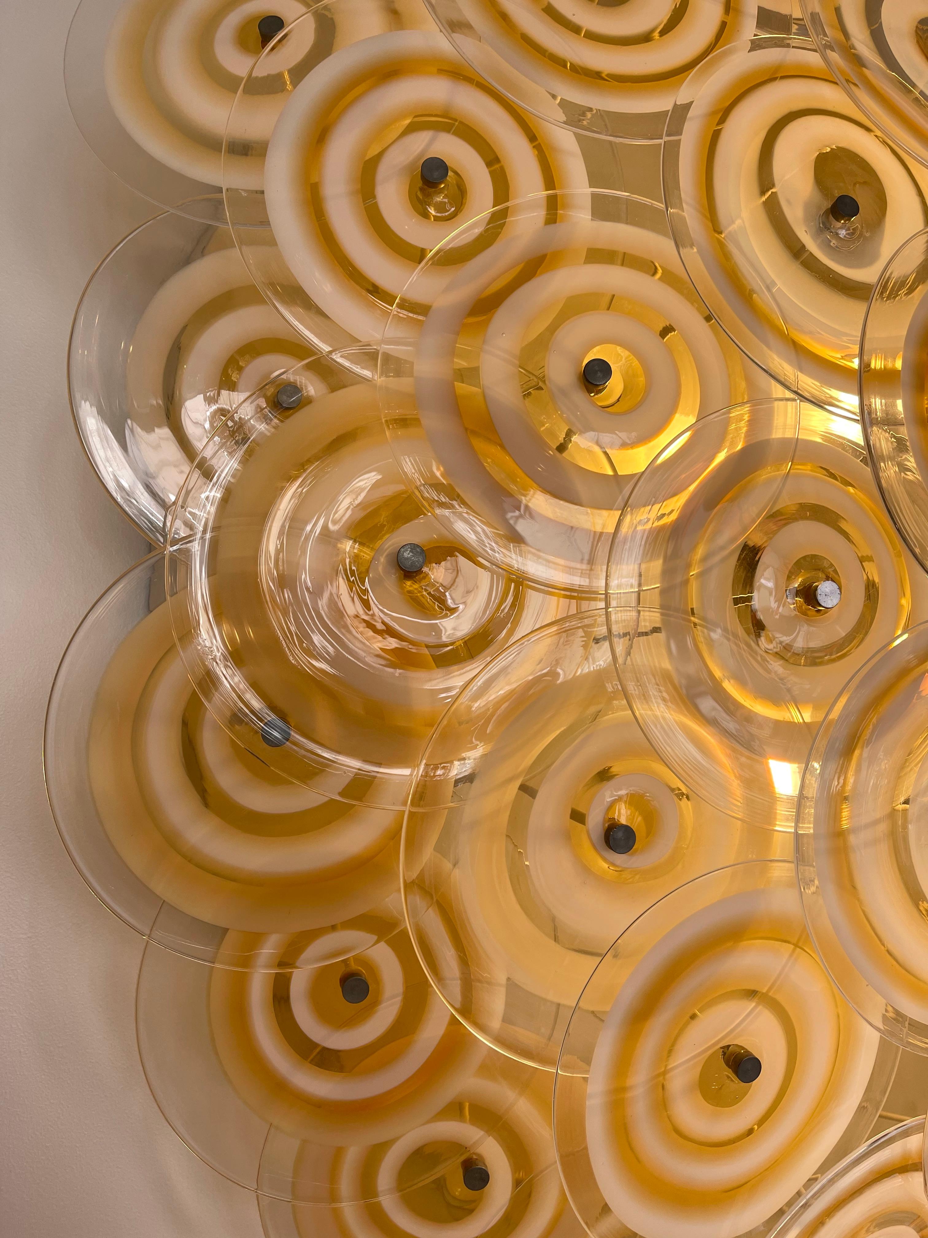 Mid-Century Modern Large Sconce Murano Glass Disc by Gianmaria Potenza for La Murrina. Italy, 1970s