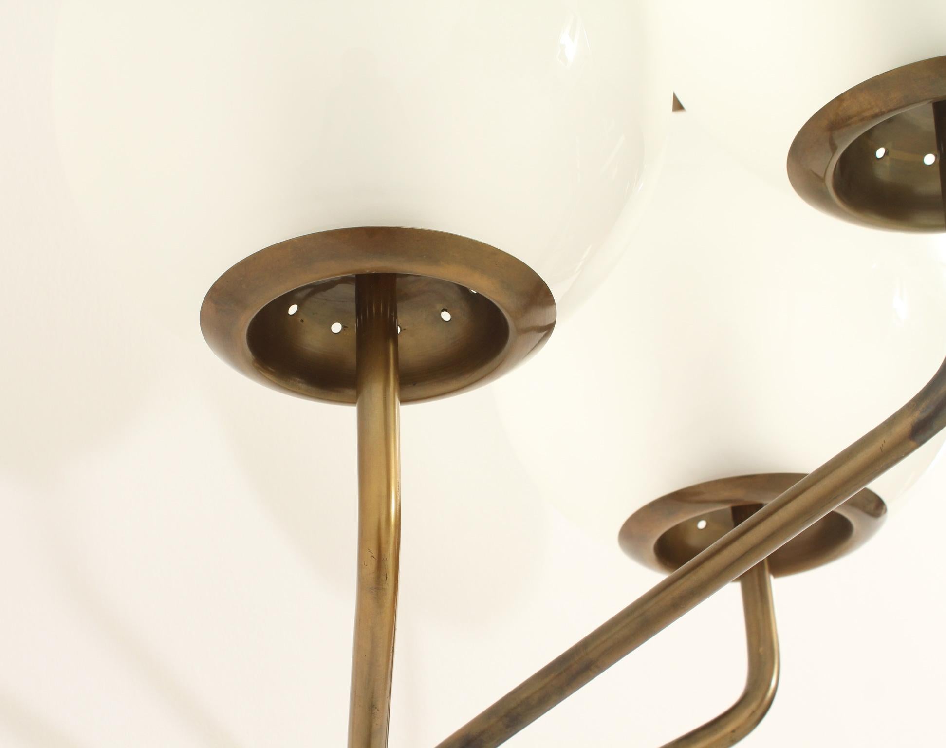 Large Sconce with Three Lights in Brass and Glass by Candle Milano, 1960s For Sale 6