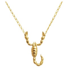 Retro JHERWITT Plated 14k Gold Large Scorpion Pendant Necklace
