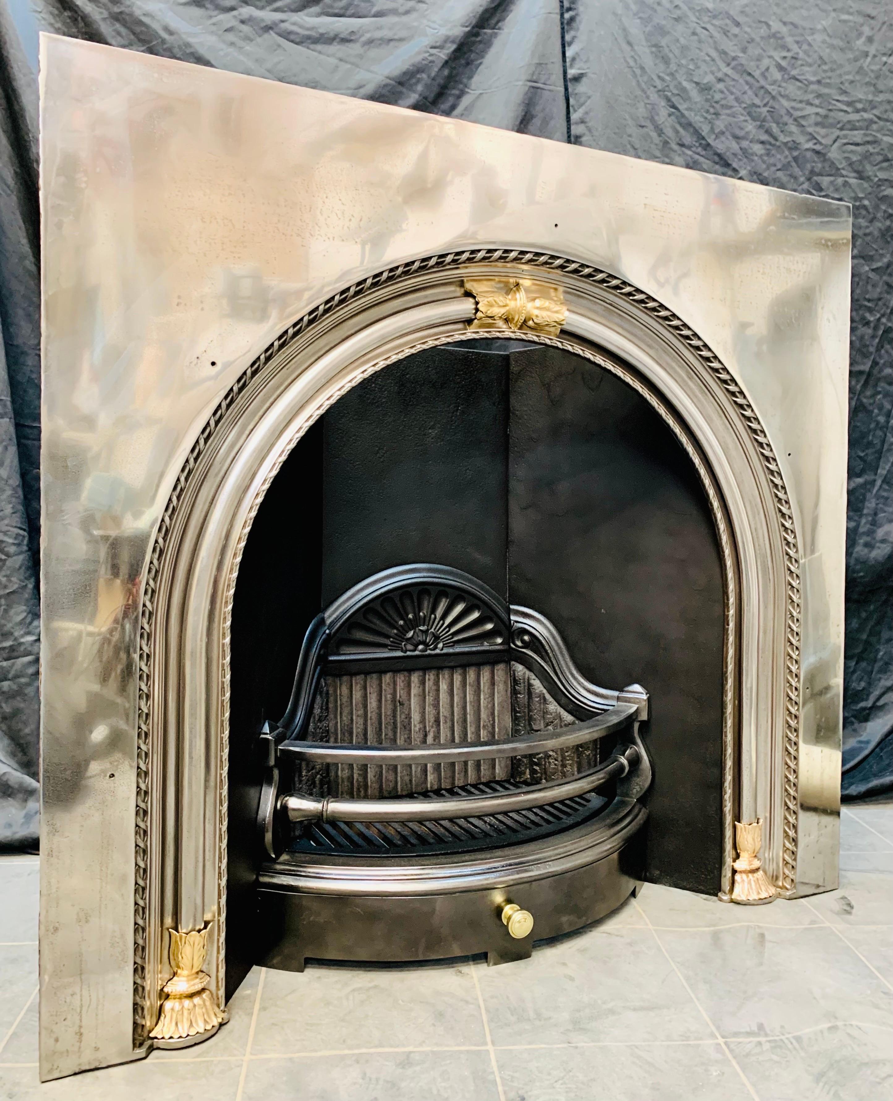 Large Scottish 19th Century Victorian Arched Fireplace Insert For Sale 8