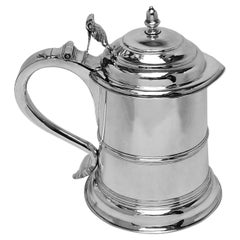 Large Scottish Antique George II Silver Lidded Tankard / Mug Edinburgh 1731