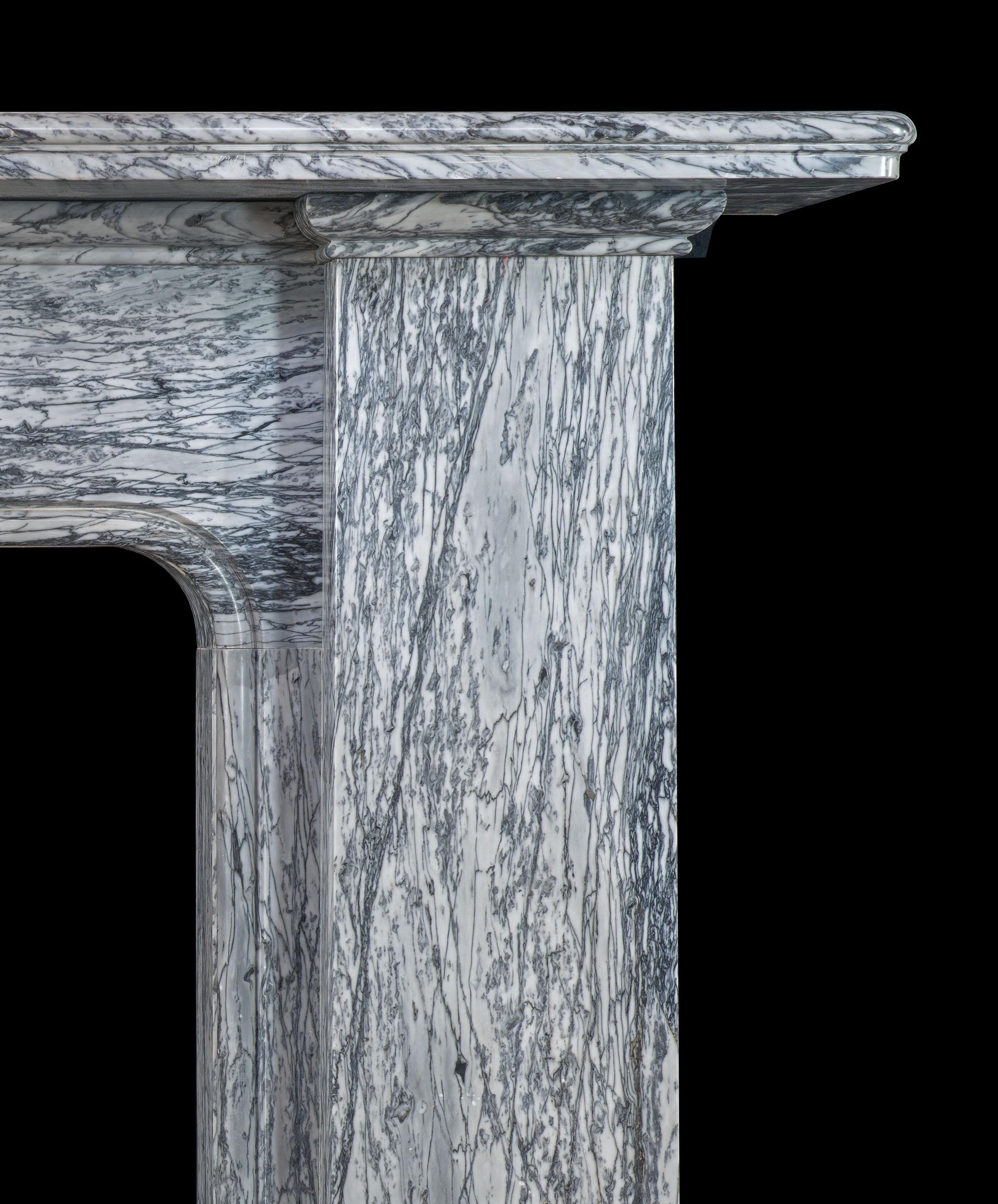 Large Scottish Grey Bardiglio Fiorito Marble Fireplace Mantel In Good Condition For Sale In London, GB