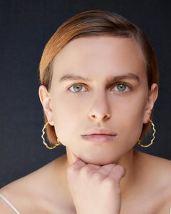 Large Scribble Hoop Earrings, 18 Carat Gold Plated Recycled Silver