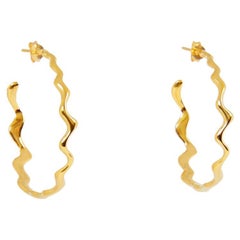 Large Scribble Hoop Earrings, 18 Carat Gold Plated Recycled Silver 
