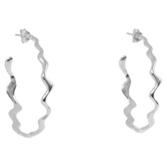 Large Scribble Hoop Earrings in Recycled Silver