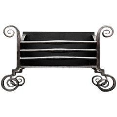 Retro Large Scrolled Wrought Iron Firebasket in the Arts & Crafts Manner