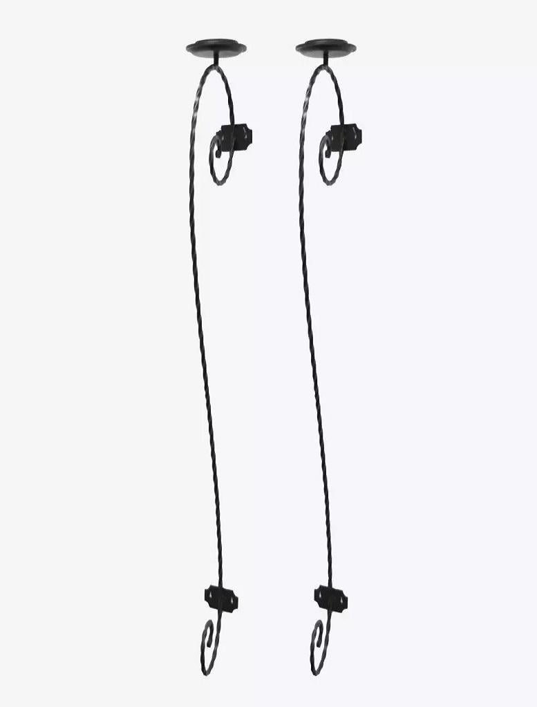 Large Scrolling Twisted Wrought Iron Candle Holder Wall Mounted Sconces - a Pair For Sale 4