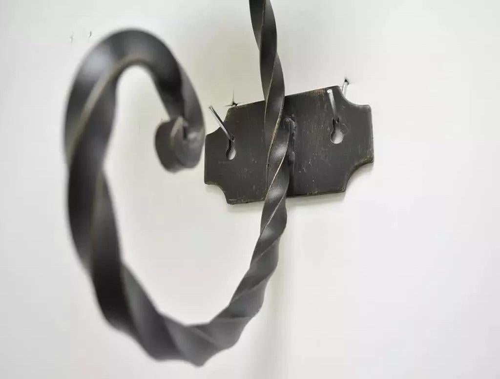 Contemporary Large Scrolling Twisted Wrought Iron Candle Holder Wall Mounted Sconces - a Pair For Sale