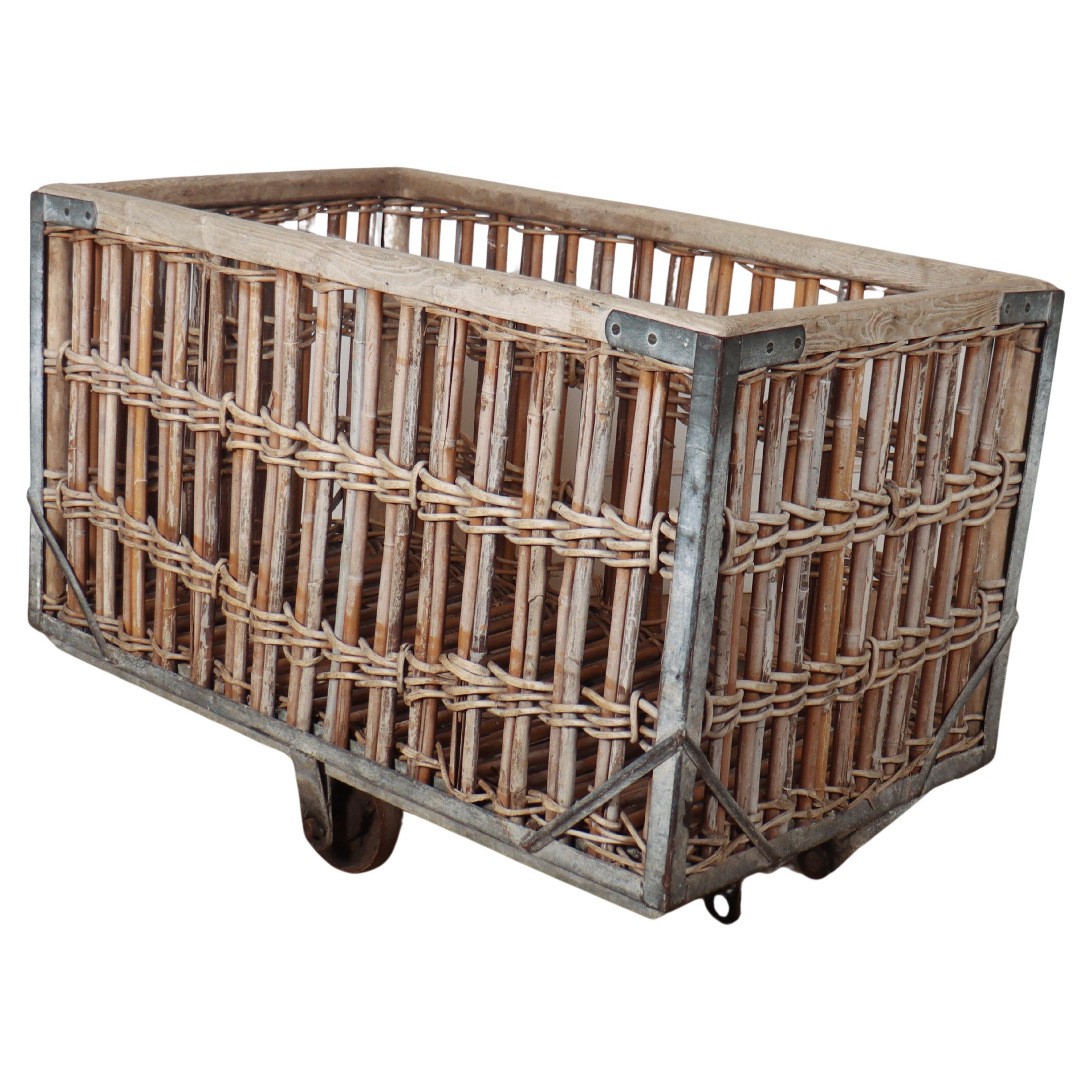 Large Scrubbed Log Bin For Sale