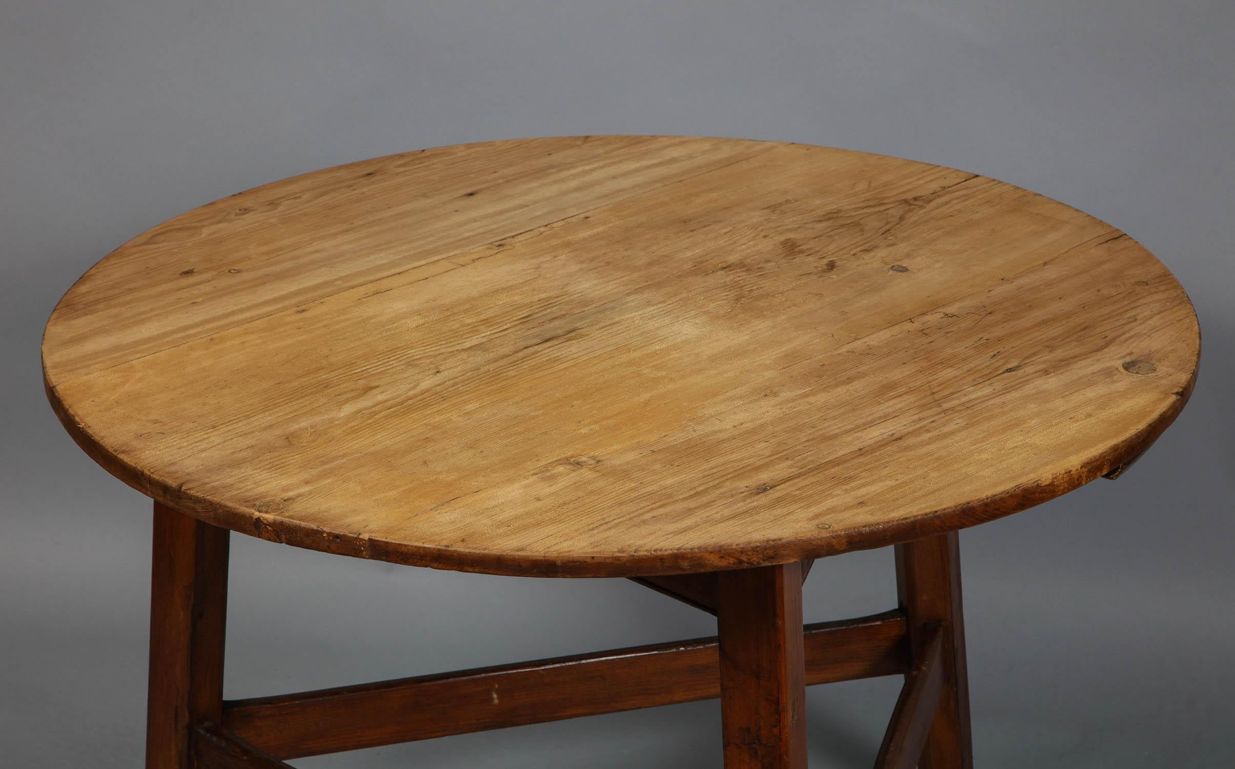 Large Scrubbed Pine and Oak Cricket Table For Sale 4
