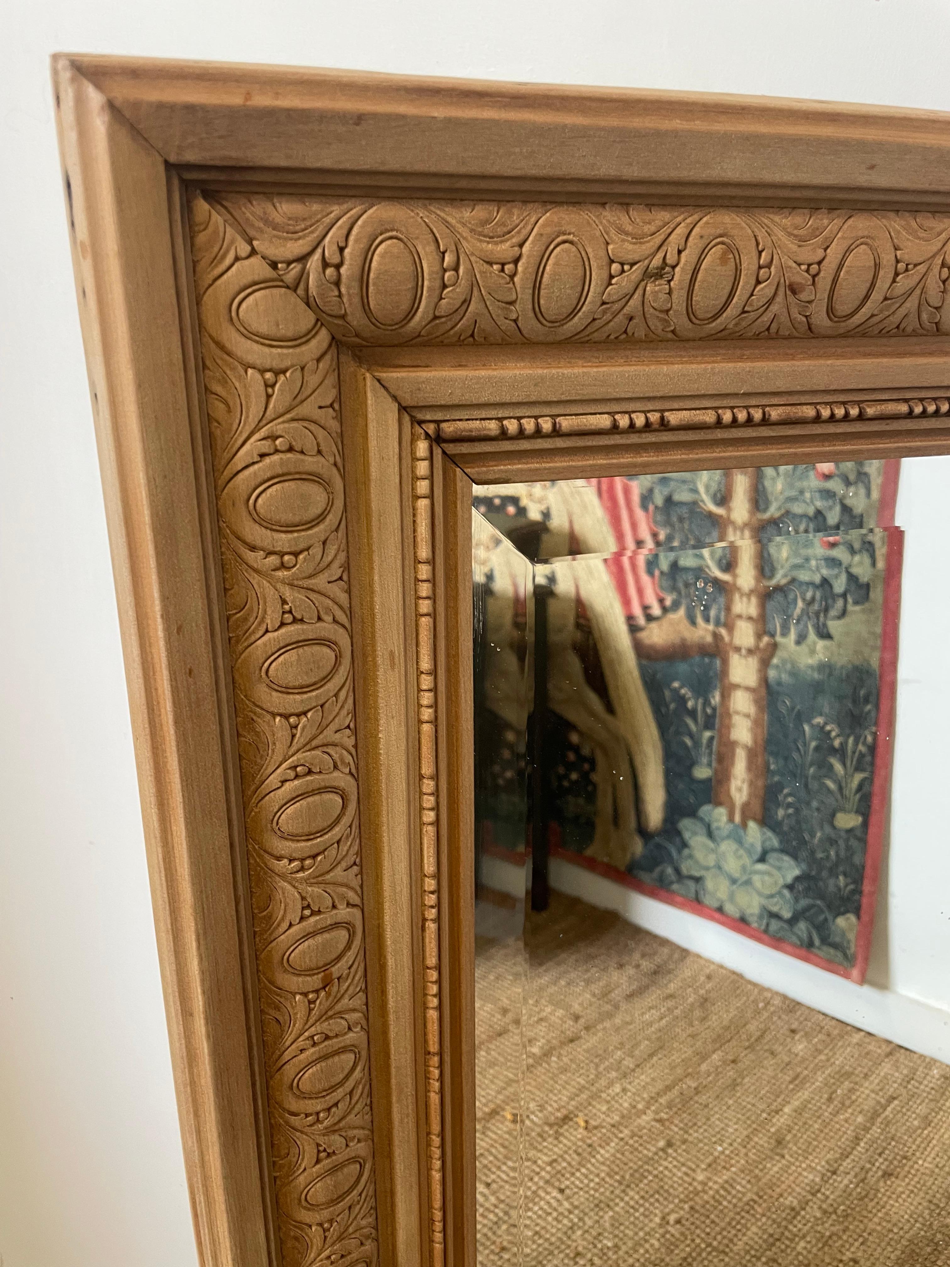 Country Large scrubbed walnut wall mirror  For Sale