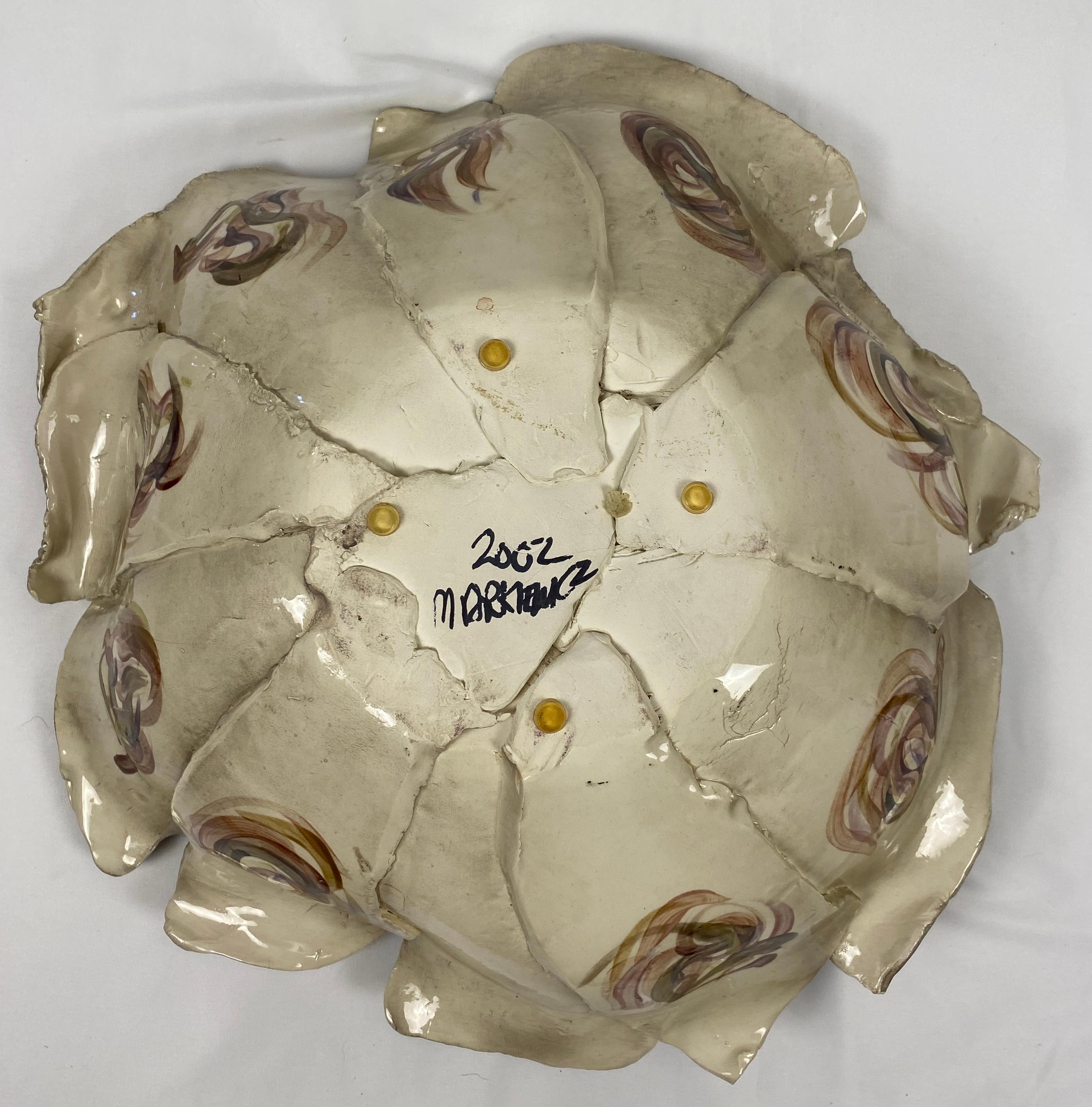 Hollywood Regency Large Sculpted Ceramic Bowl by Gail Markiewicz For Sale