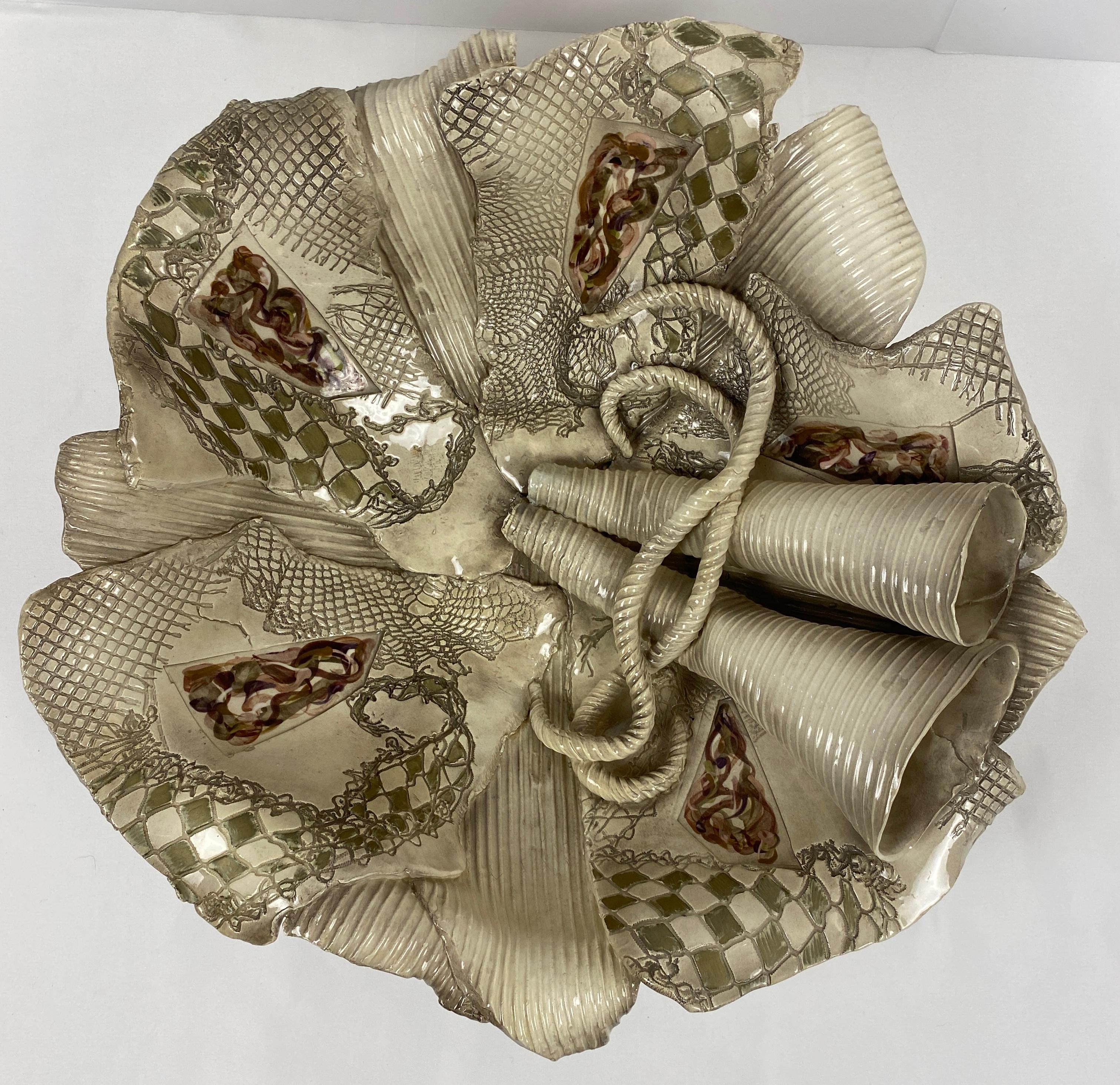 Hand-Crafted Large Sculpted Ceramic Bowl by Gail Markiewicz For Sale