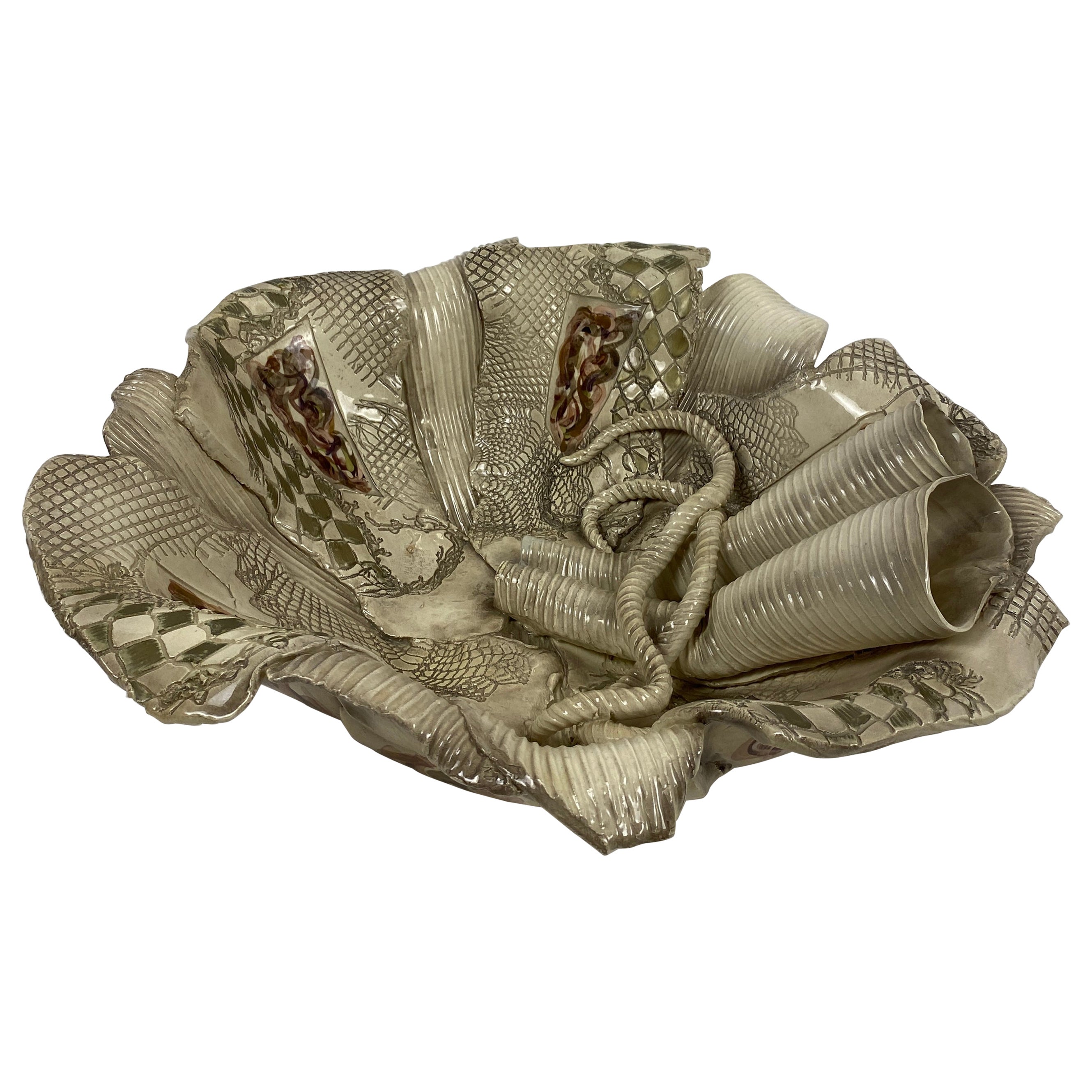 Large Sculpted Ceramic Bowl by Gail Markiewicz For Sale