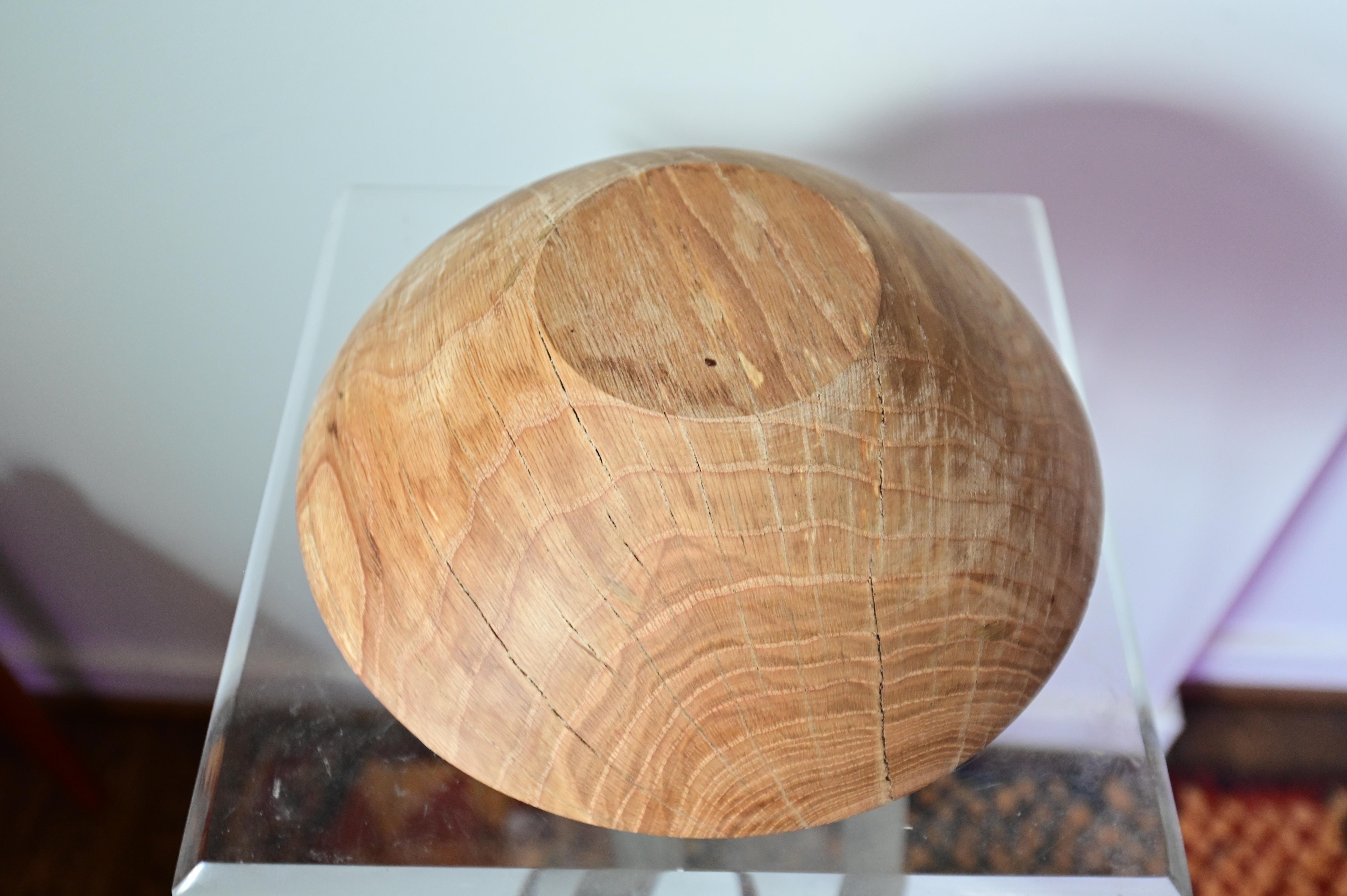 Large Sculpted Oak Bowl For Sale 2