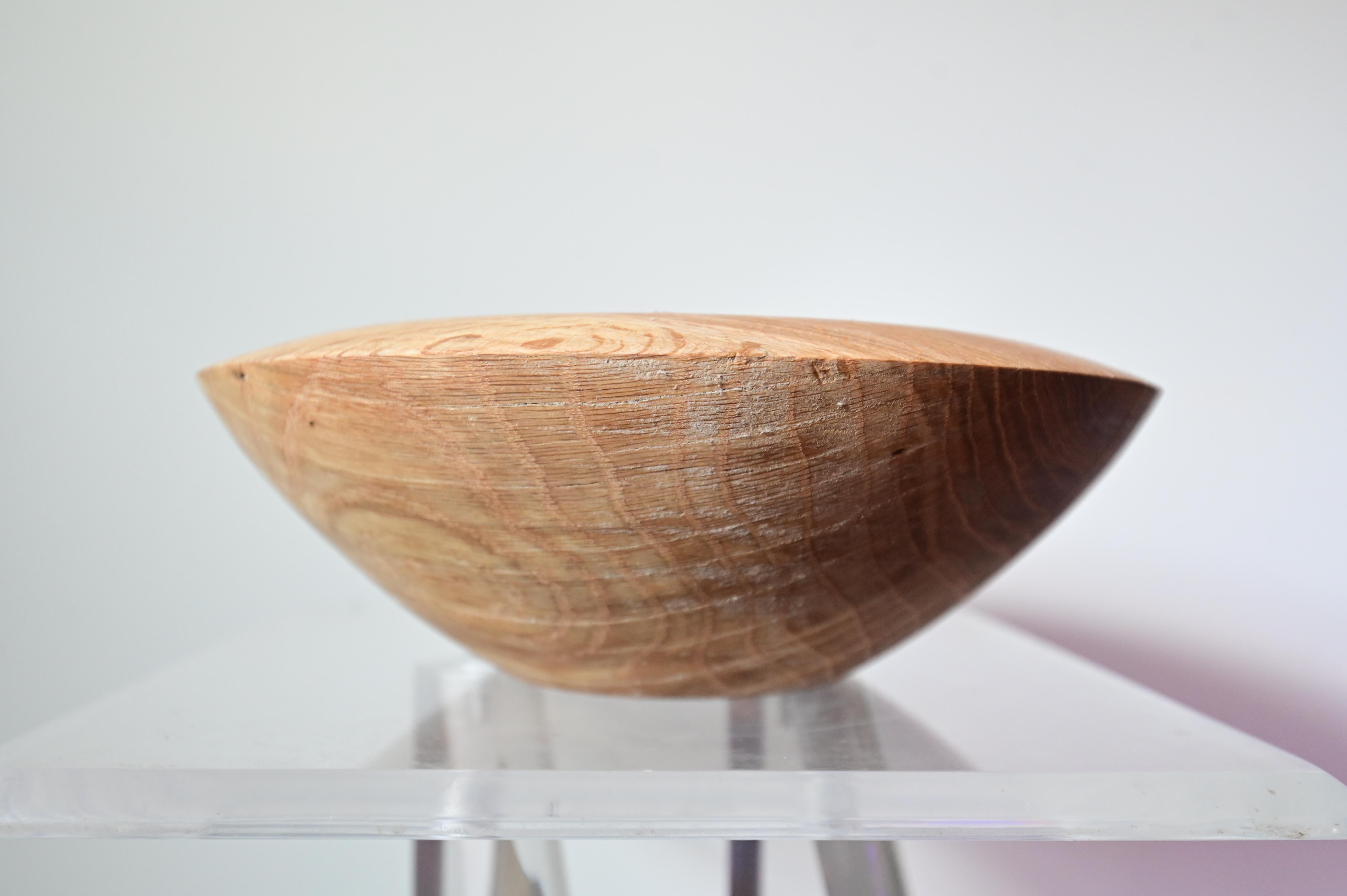 Primitive Large Sculpted Oak Bowl For Sale
