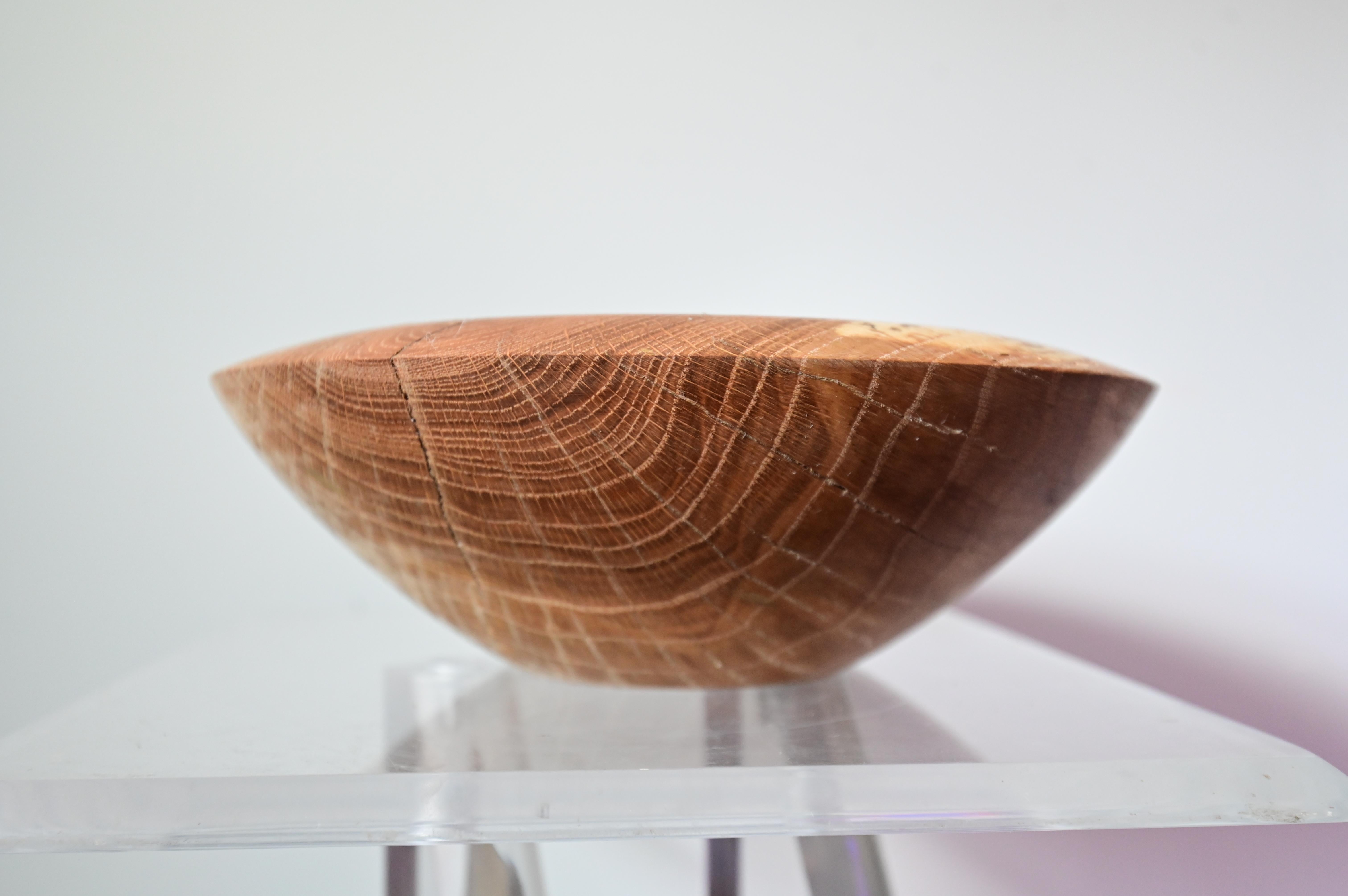 American Large Sculpted Oak Bowl For Sale