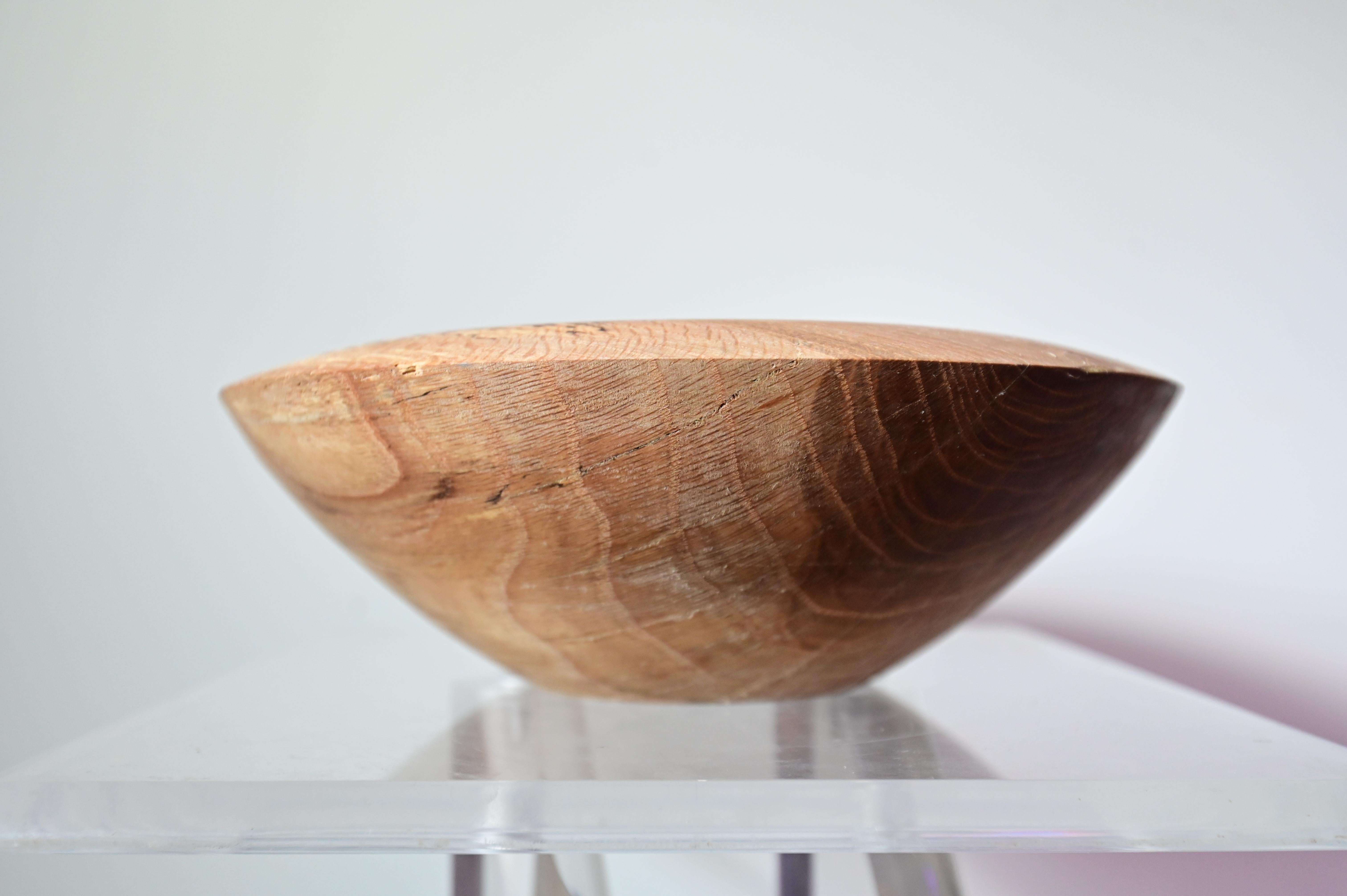 Hand-Carved Large Sculpted Oak Bowl For Sale