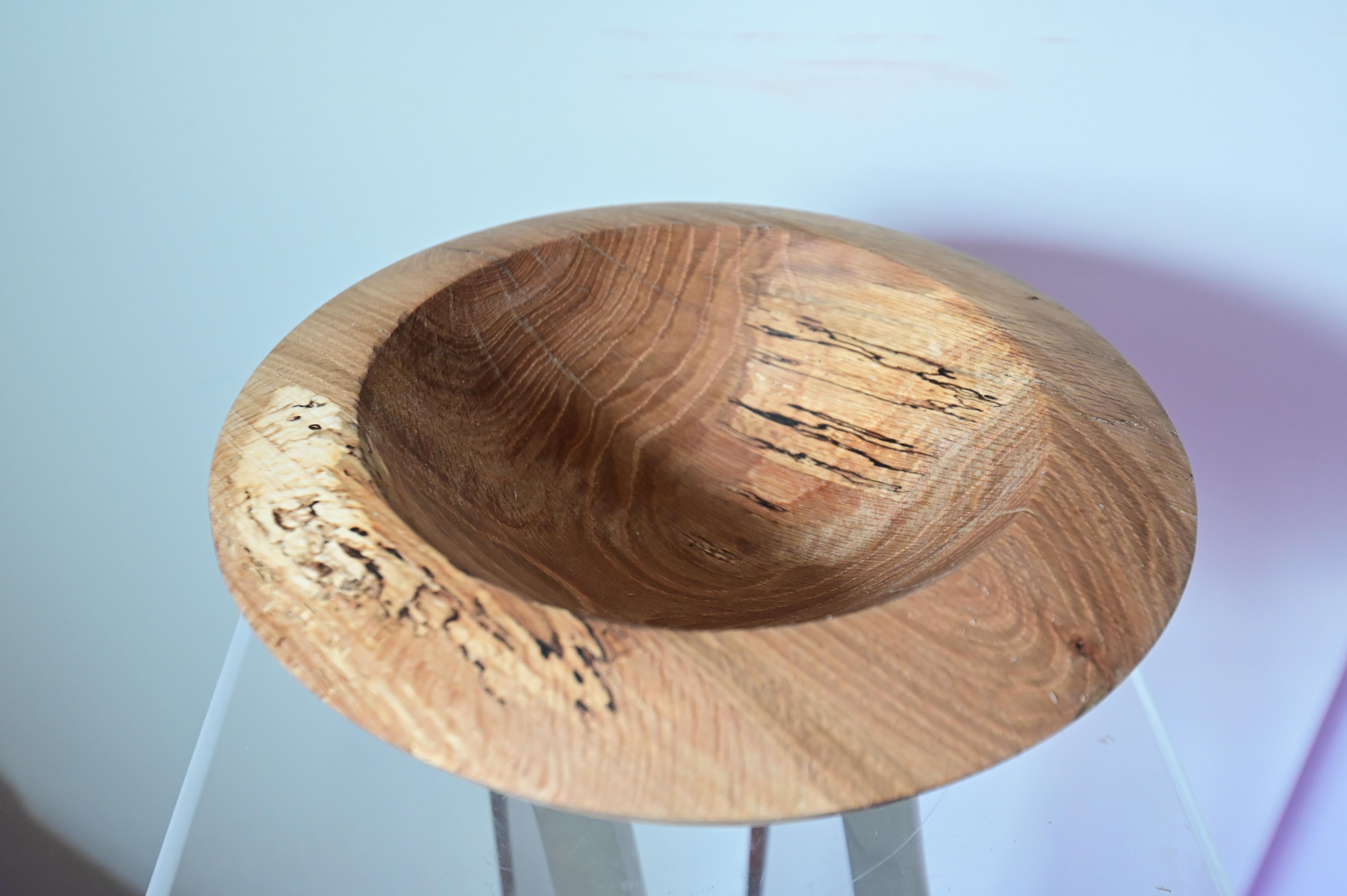 Contemporary Large Sculpted Oak Bowl For Sale
