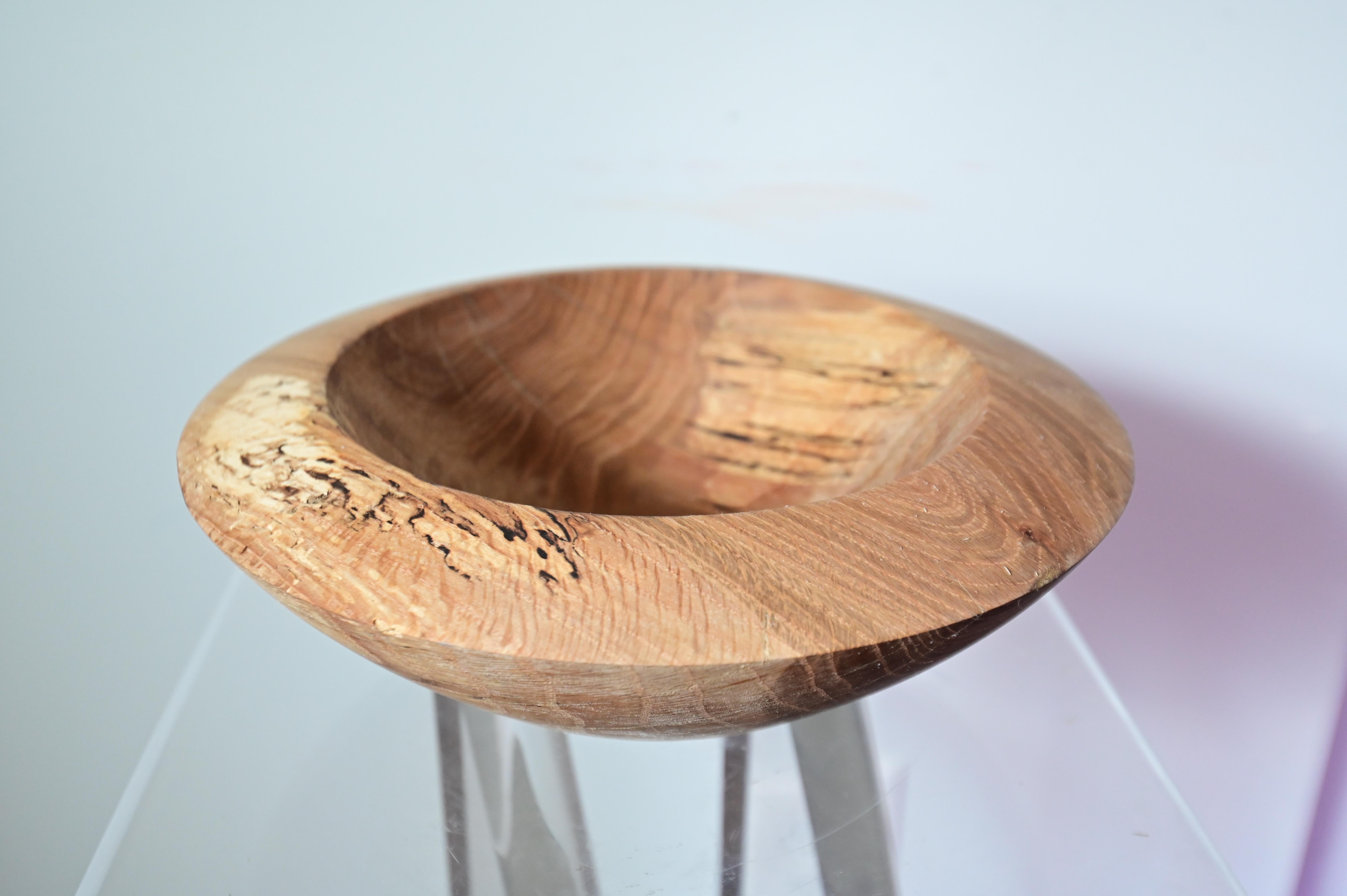 Wood Large Sculpted Oak Bowl For Sale