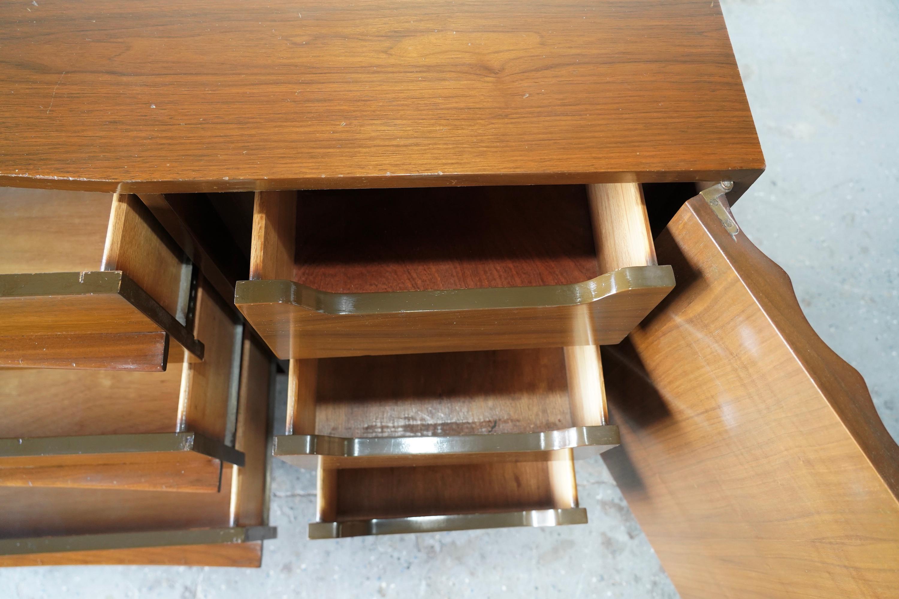 Large  Sculpted Walnut Mid-Century Modern Credenza For Sale 12
