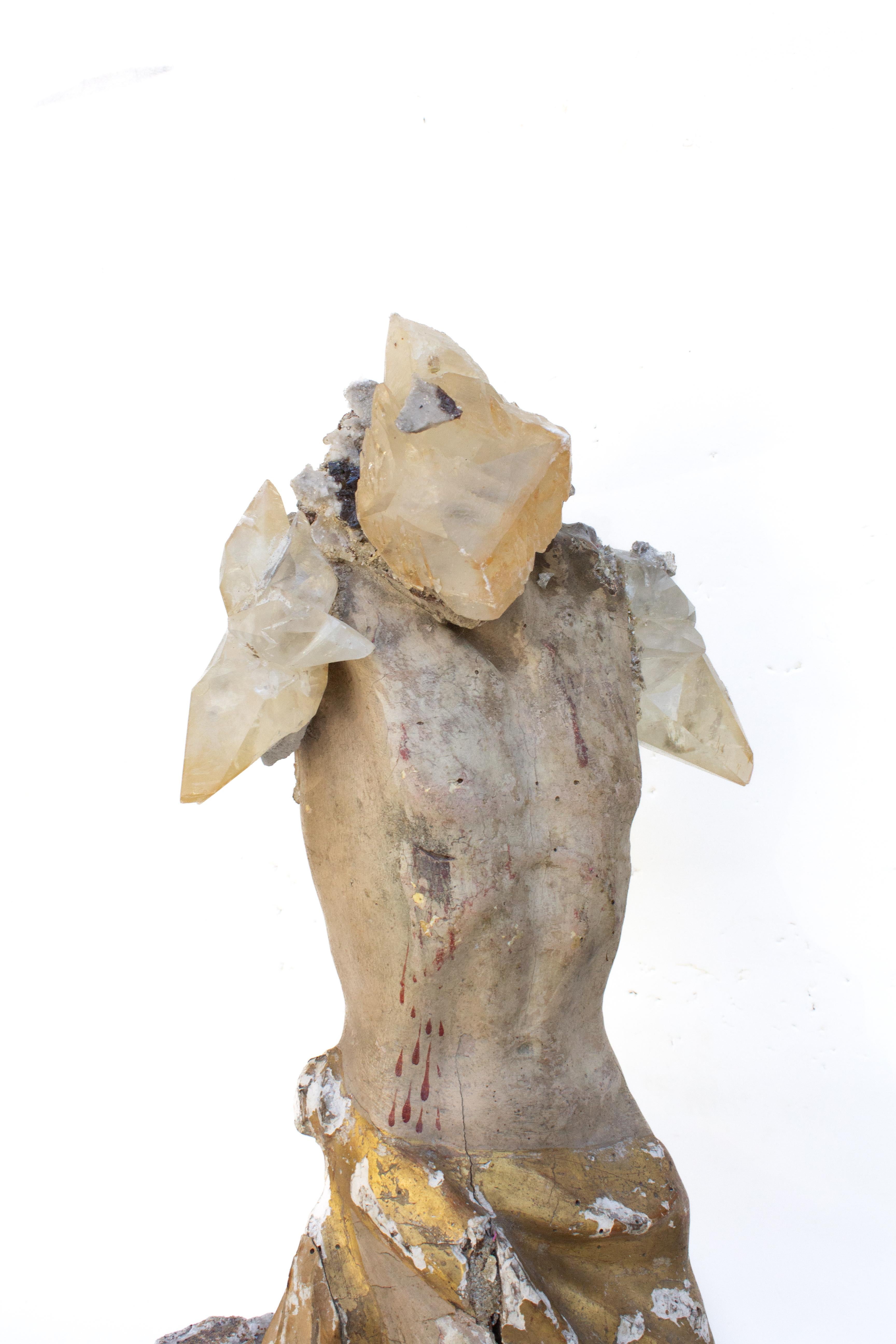 Gran figura escultórica italiana del siglo XVIII de Cristo sobre matriz de cristal de calcita Rococó en venta