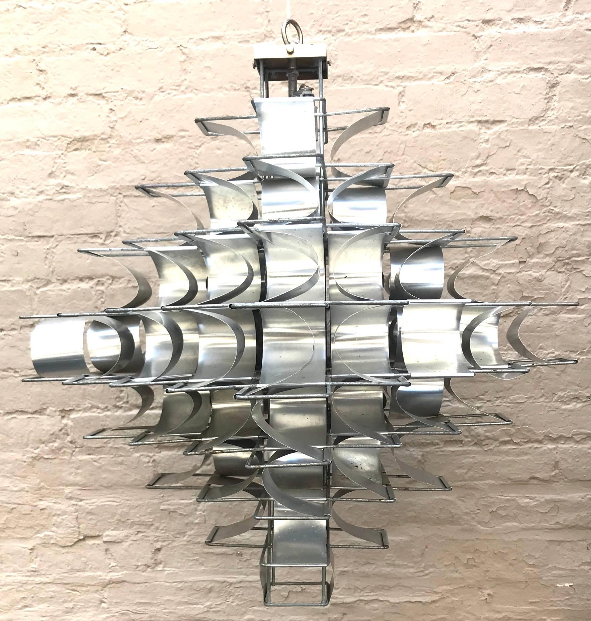 Large Sculptural 1970s French Chandelier, Max Sauze In Excellent Condition For Sale In Washington, DC
