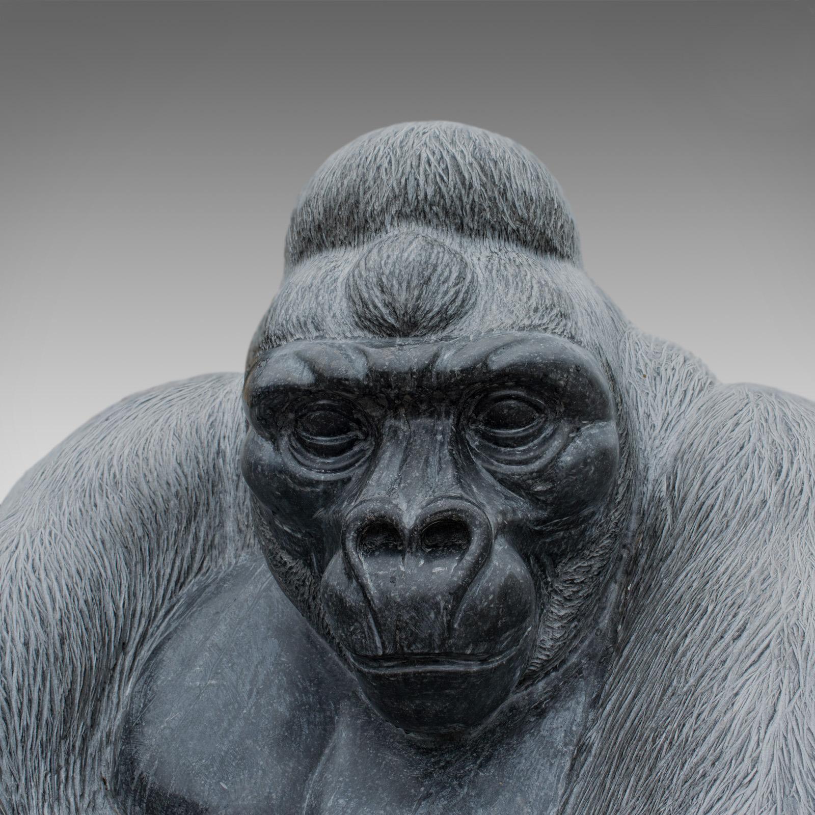 English Large Sculptural Artwork Marble Statue Shabani Lowland Gorilla by Dominic Hurley For Sale