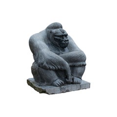 Vintage Large Sculptural Artwork Marble Statue Shabani Lowland Gorilla by Dominic Hurley