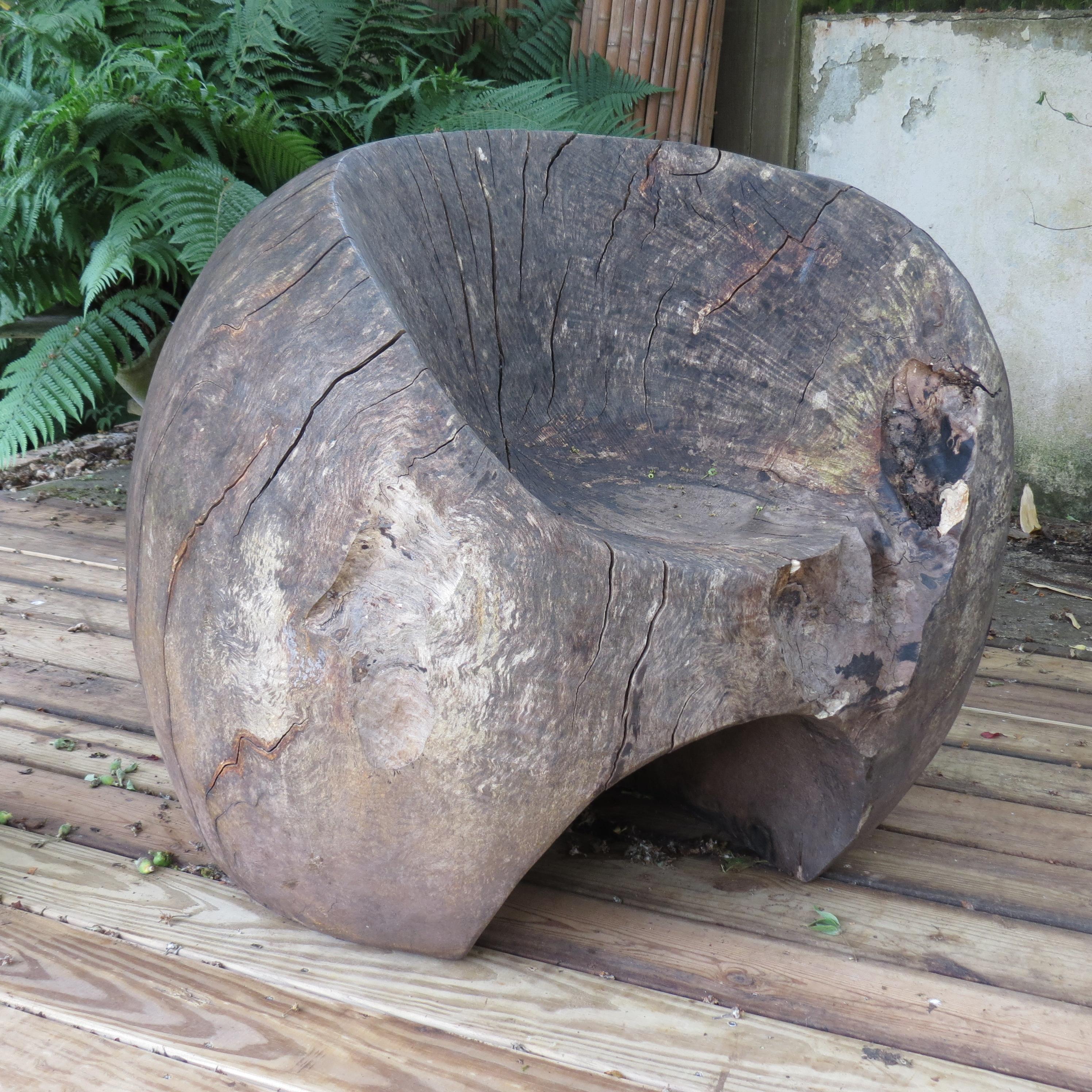 Large Sculptural Bespoke Made Circular Ball Ash Wooden Garden Chair 