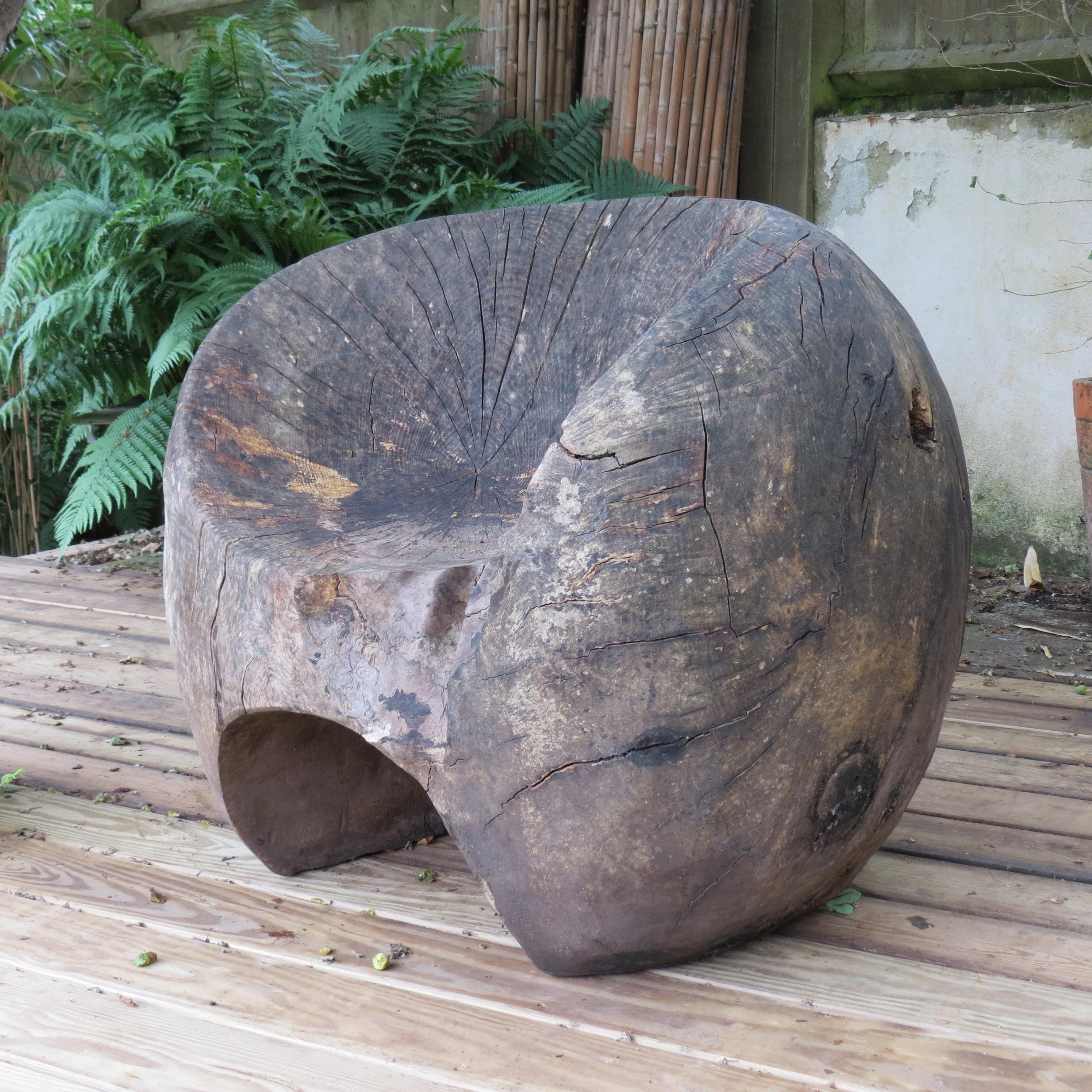 Large Sculptural Bespoke Made Circular Ball Ash Wooden Garden Chair 