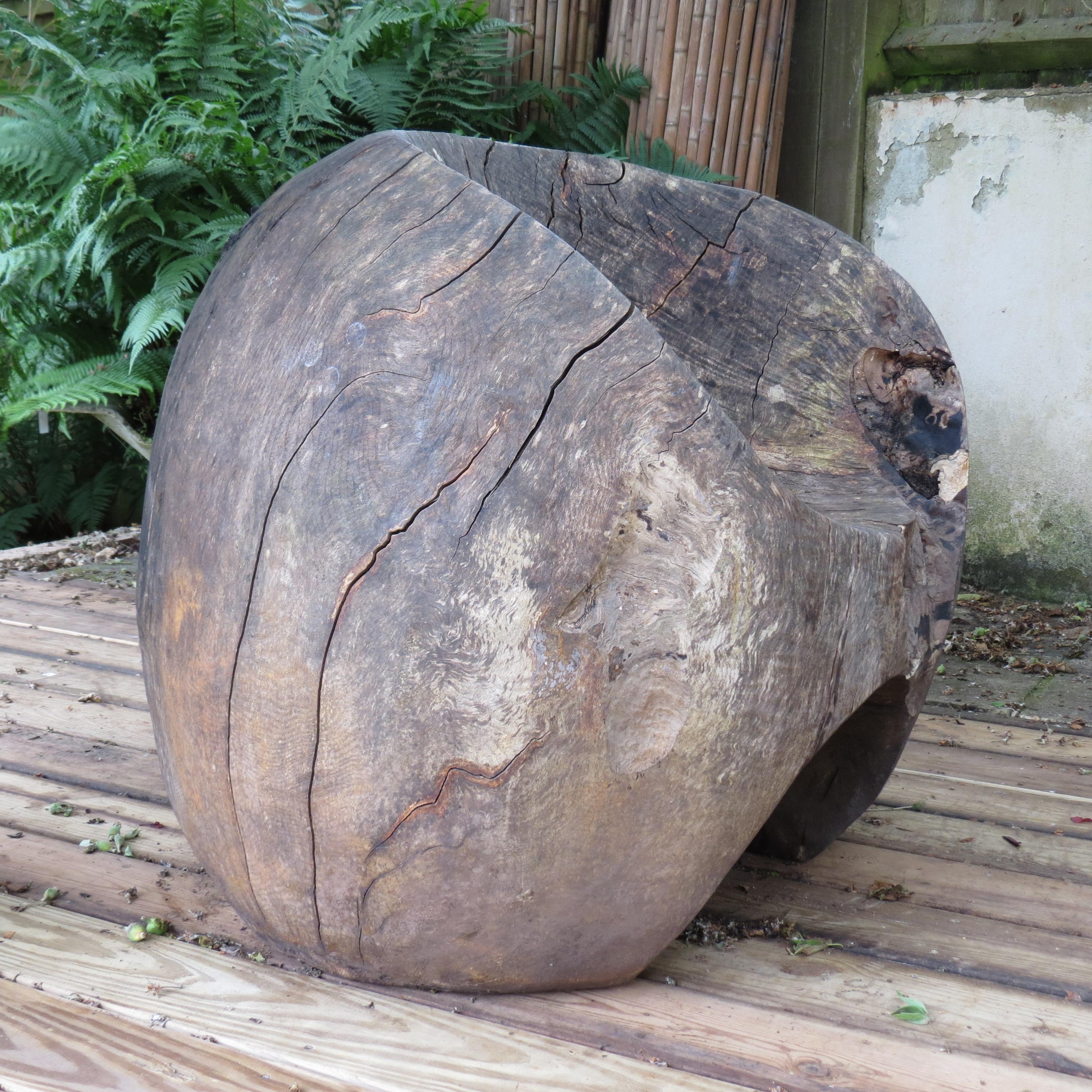 Rustic Large Sculptural Bespoke Made Circular Ball Ash Wooden Garden Chair 