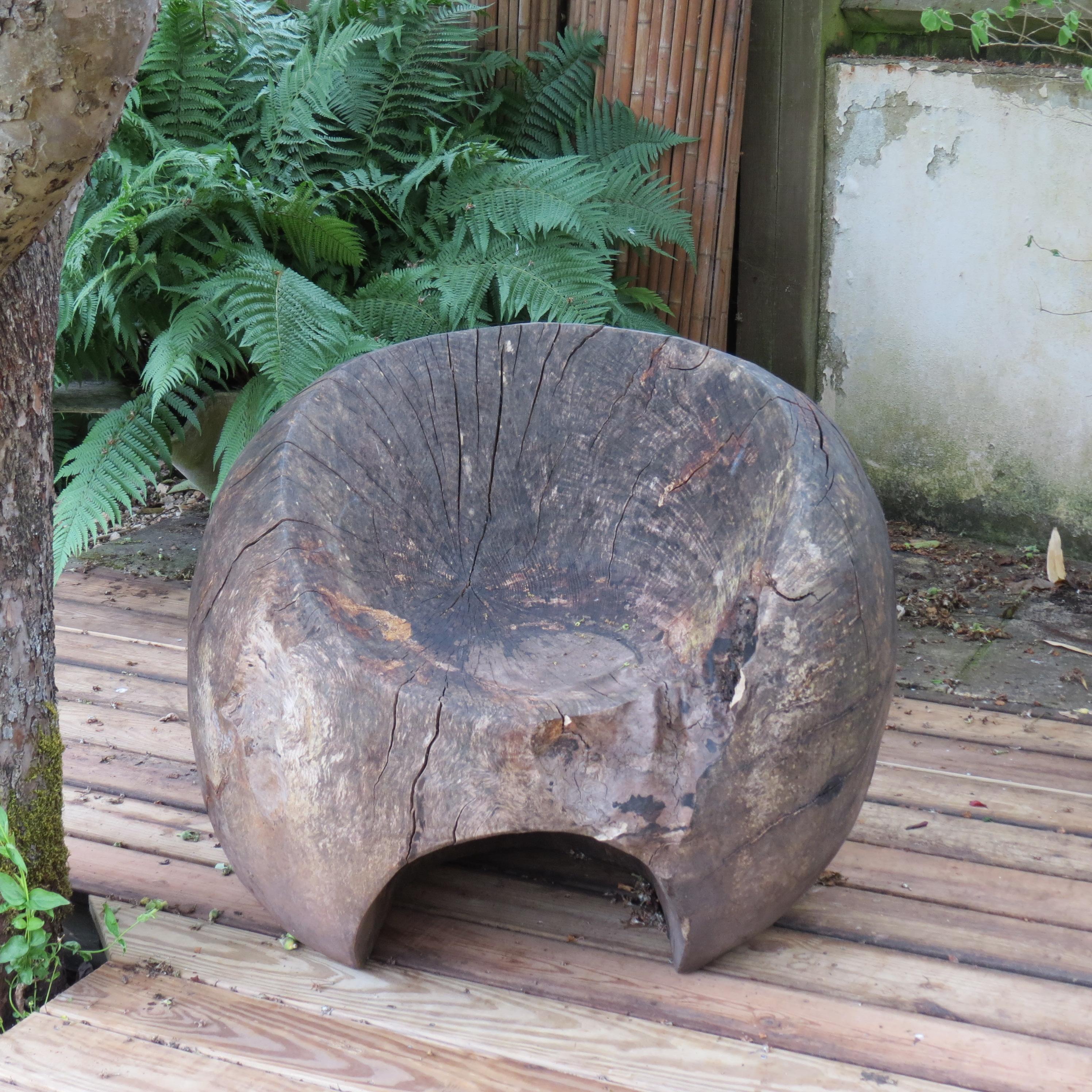 Large Sculptural Bespoke Made Circular Ball Ash Wooden Garden Chair 