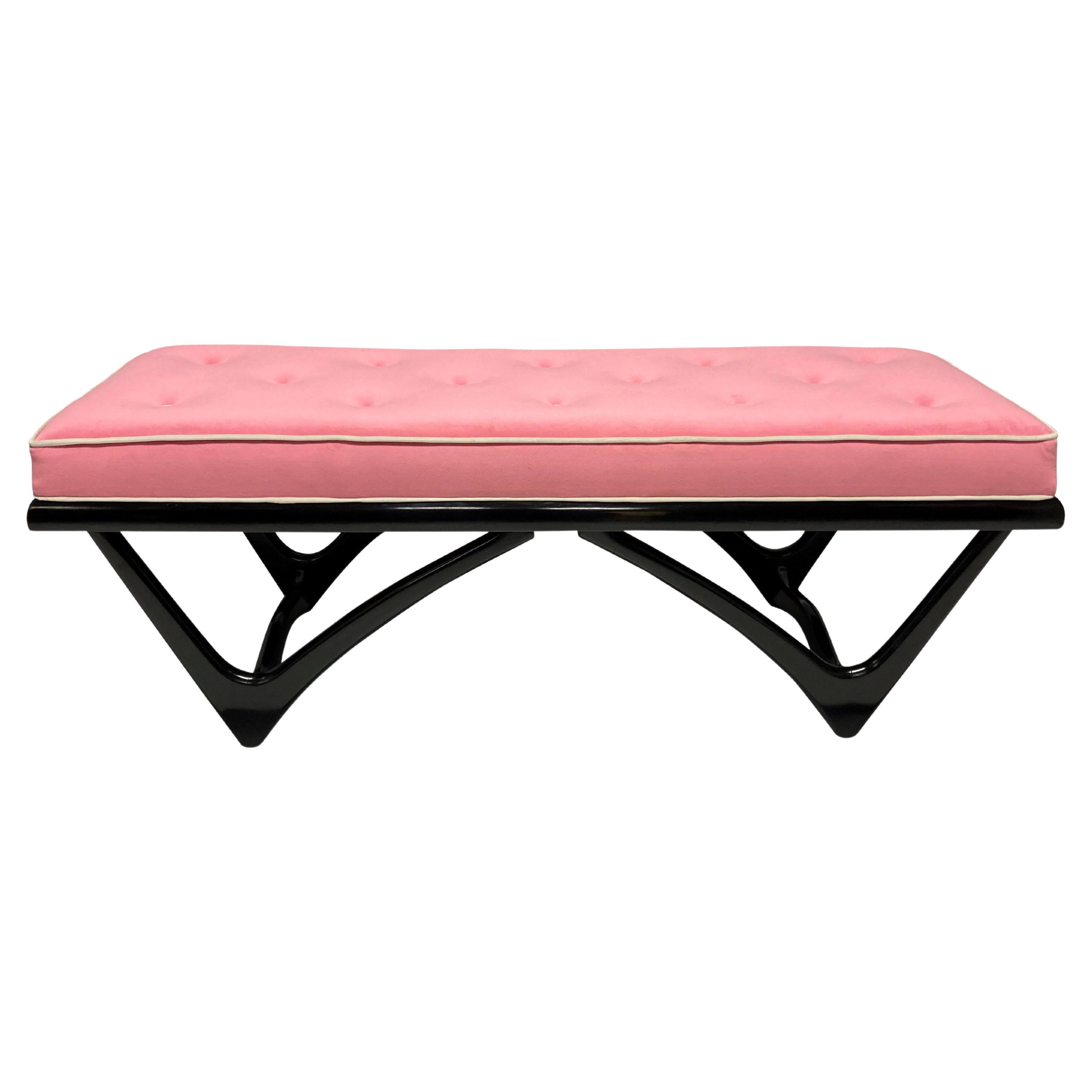 Large Sculptural Black Lacquered Bench in the Manner of Carlo Mollino For Sale
