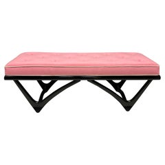 Retro Large Sculptural Black Lacquered Bench in the Manner of Carlo Mollino