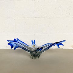 Large sculptural blue Murano glass centerpiece