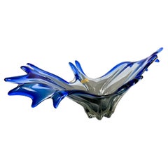 Large sculptural blue Murano glass centerpiece