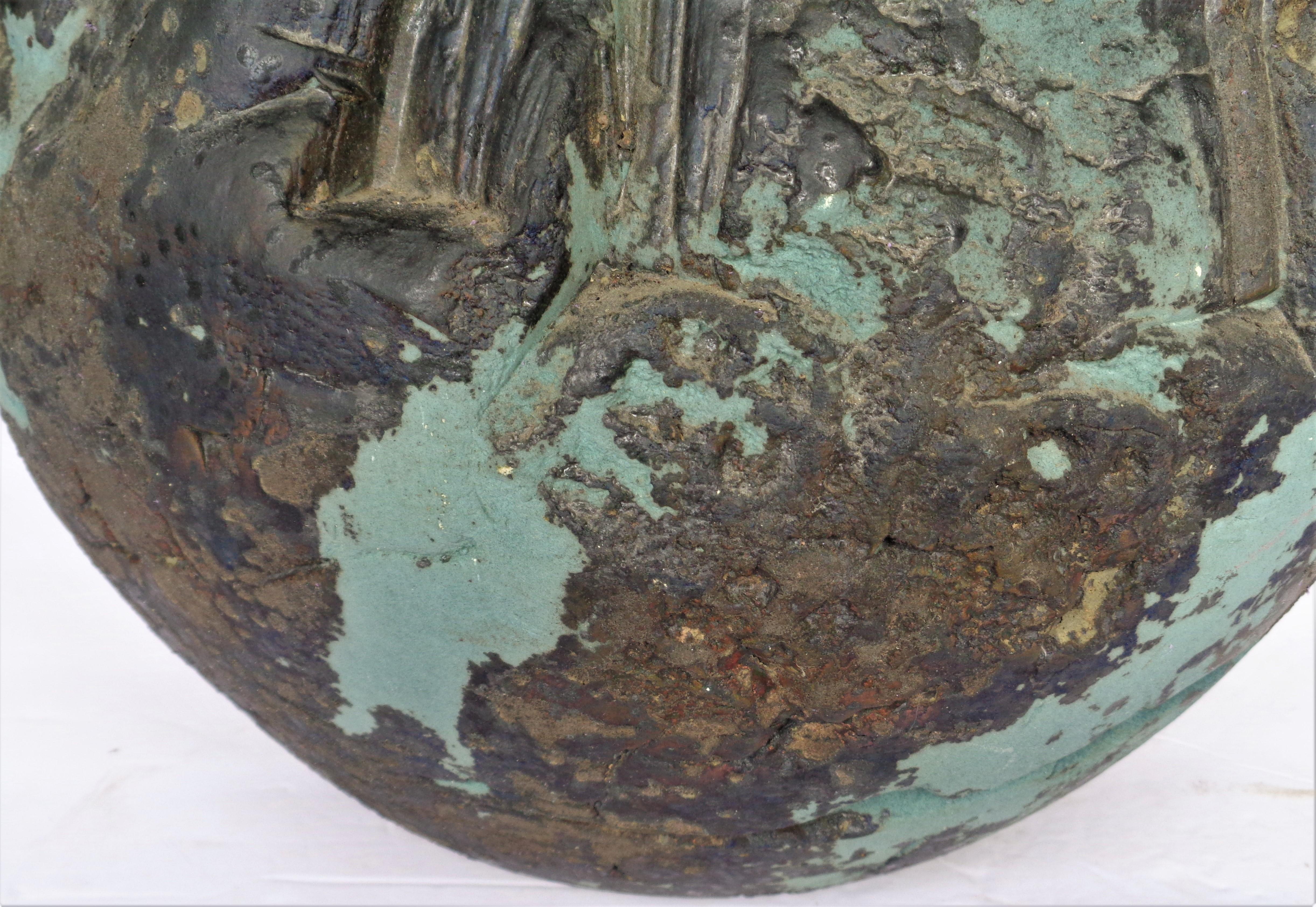  Brutalist Raku Pottery Vessel by Evans, California 1