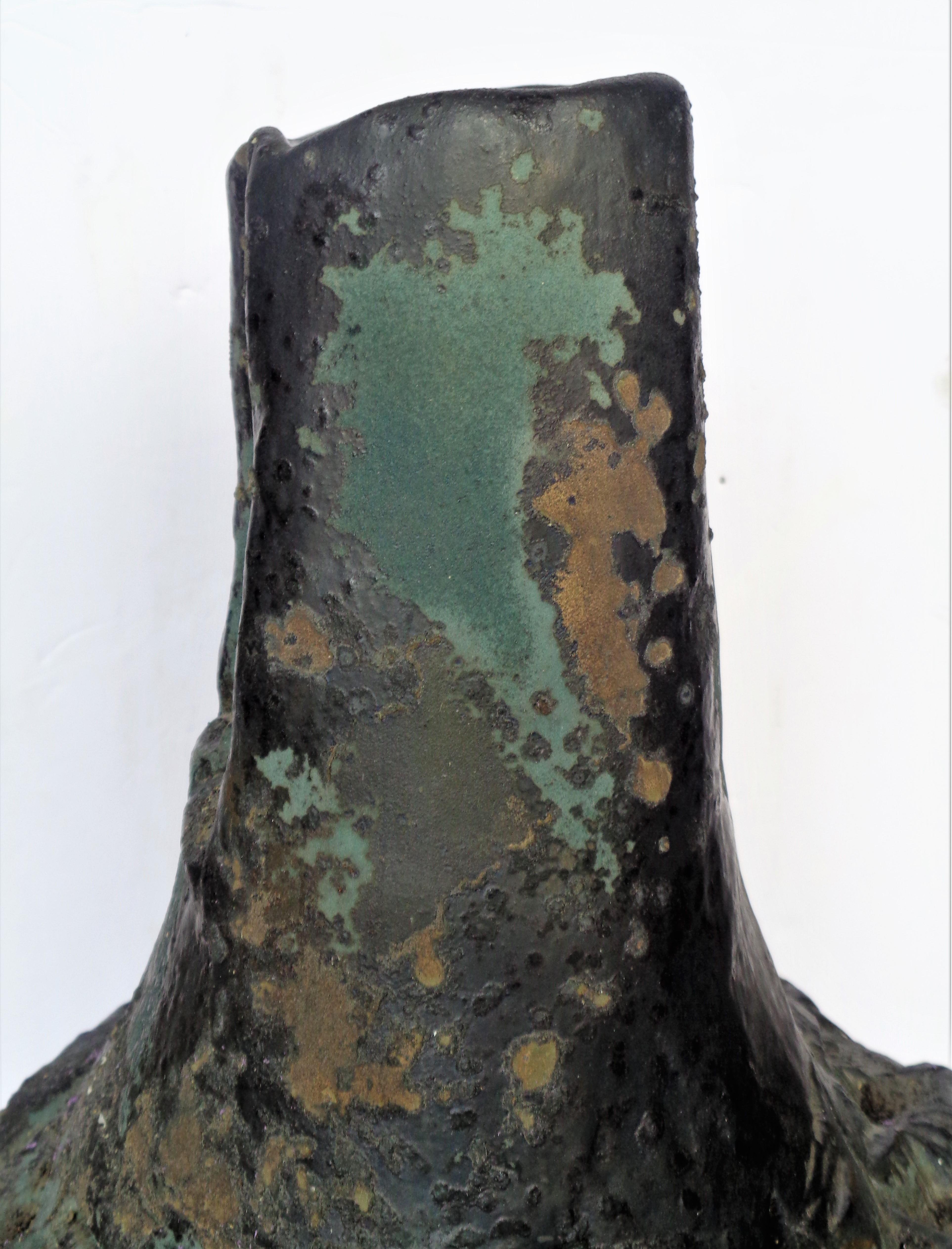  Brutalist Raku Pottery Vessel by Evans, California 6