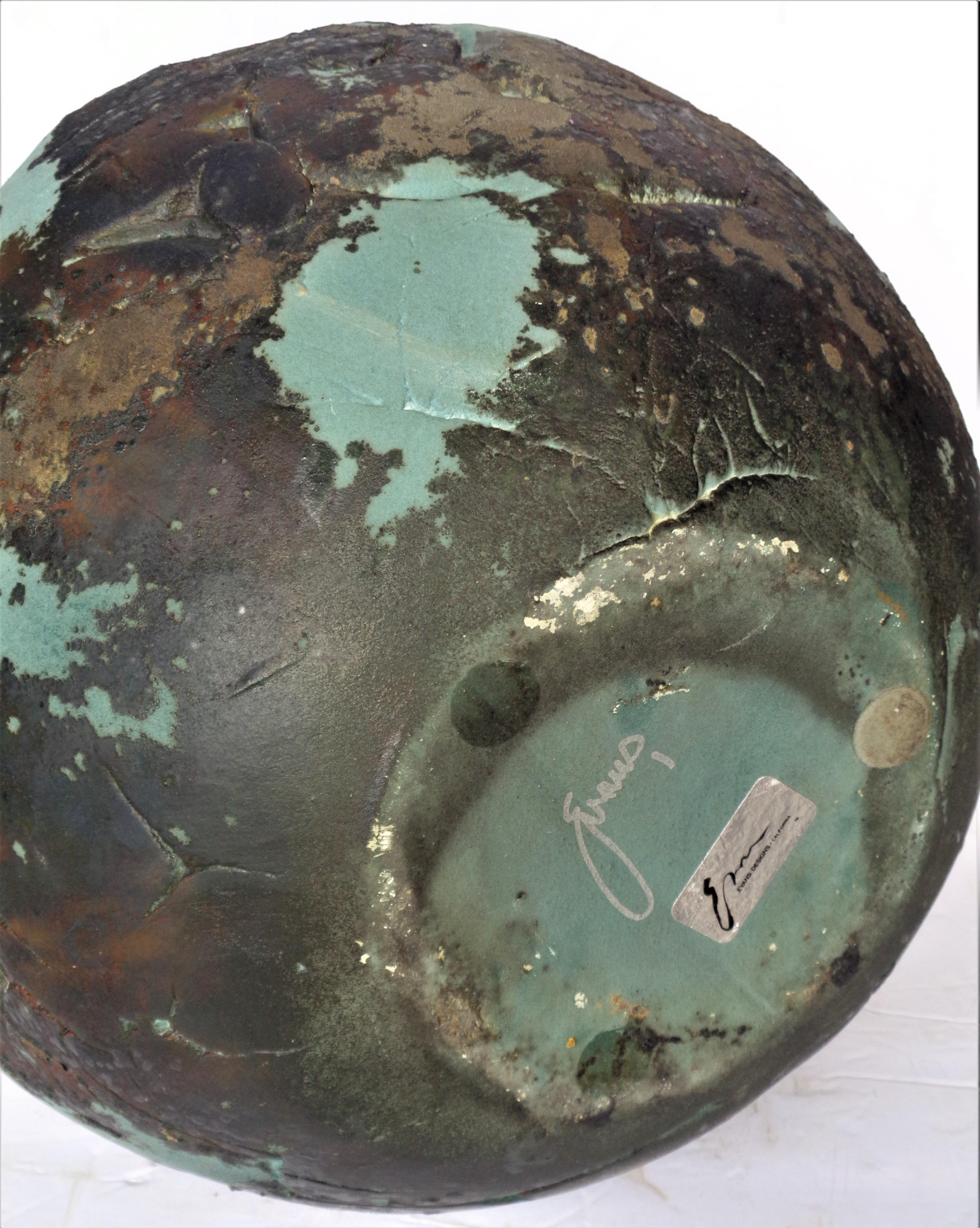  Brutalist Raku Pottery Vessel by Evans, California 7