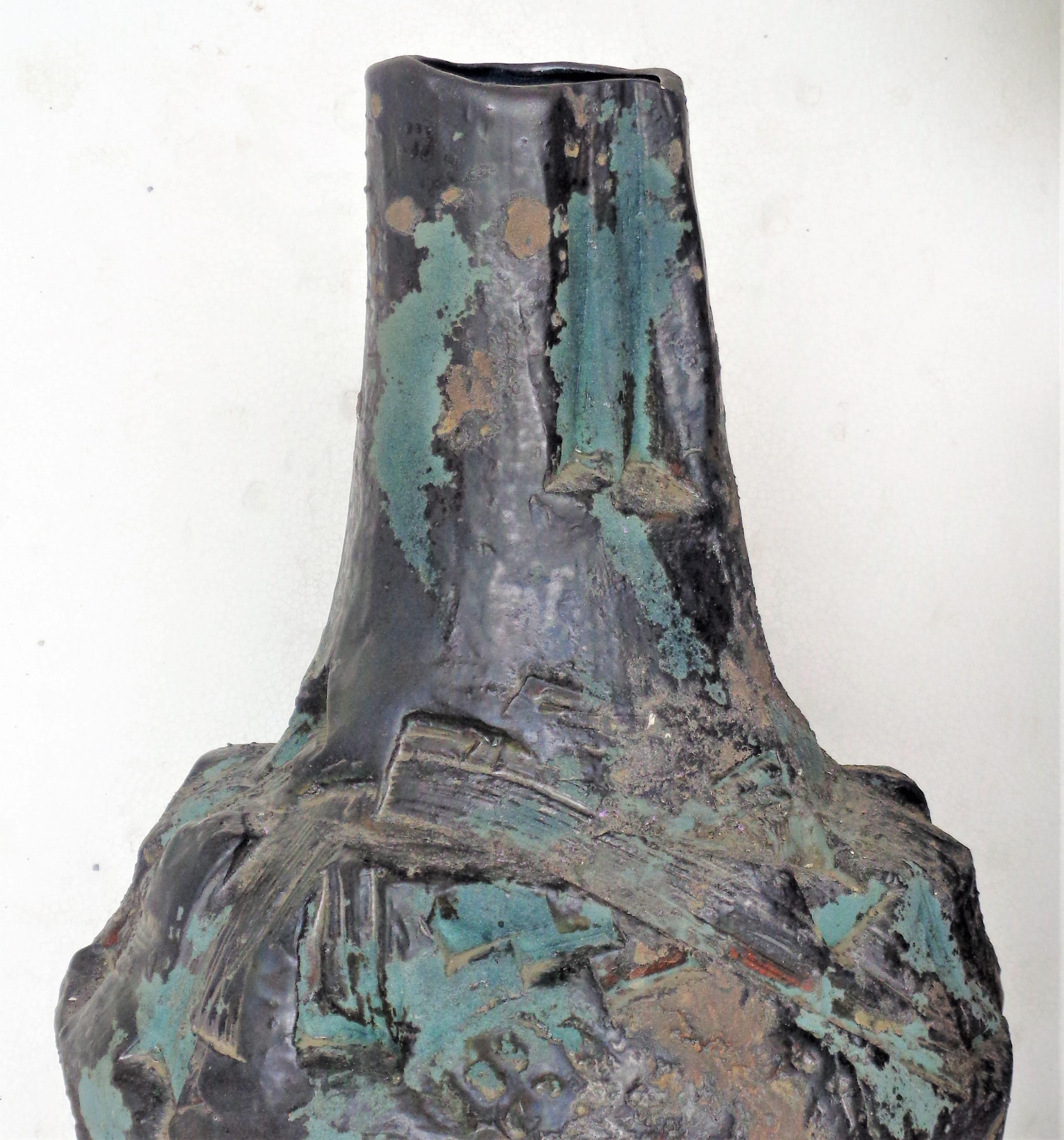  Brutalist Raku Pottery Vessel by Evans, California 4