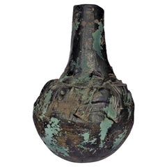  Brutalist Raku Pottery Vessel by Evans, California