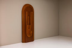 Large Sculptural Brutalist Wall Panel in Teak and Pine, Italy 1970s