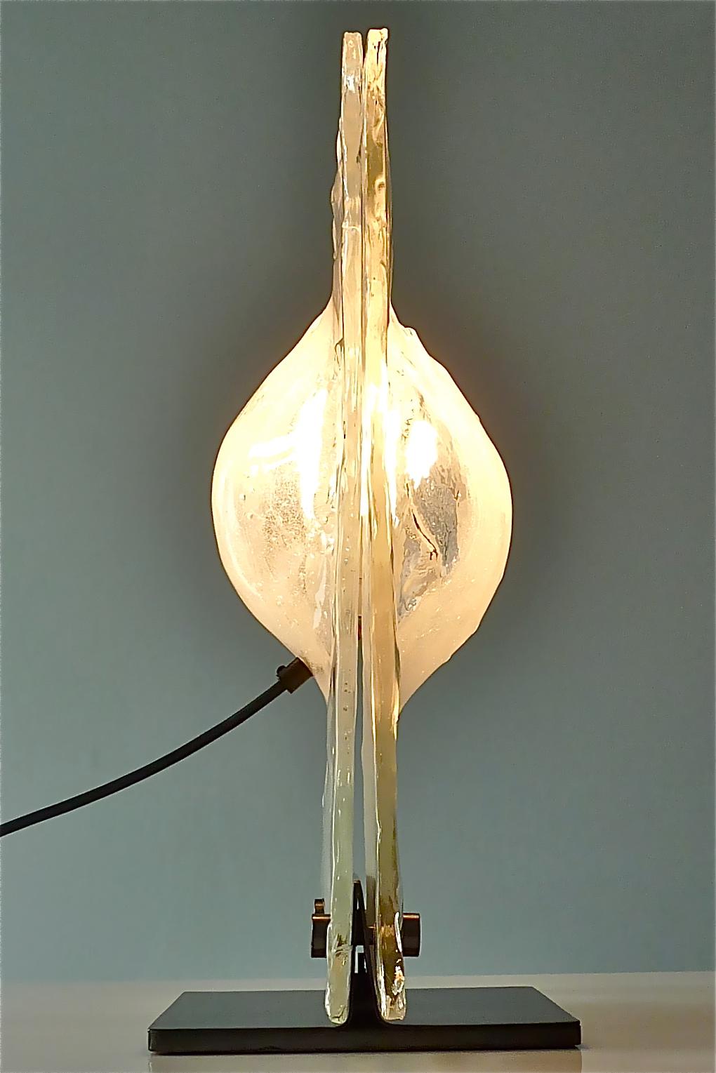 Large Sculptural Carlo Nason Mazzega Table Lamp Murano Glass Bronze 1970 Kalmar  4