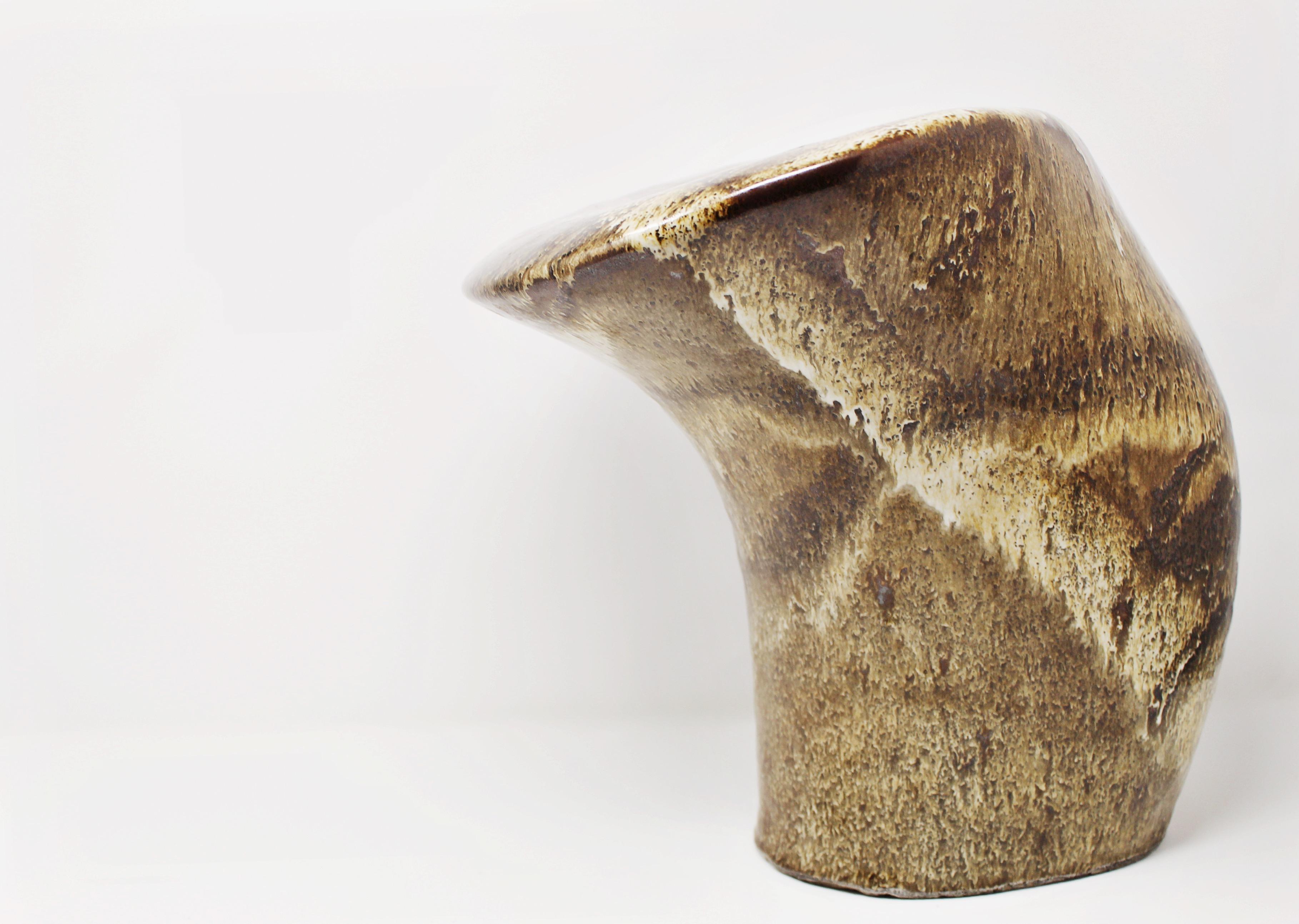 Large Sculptural Ceramic Vase Earth Tones 4
