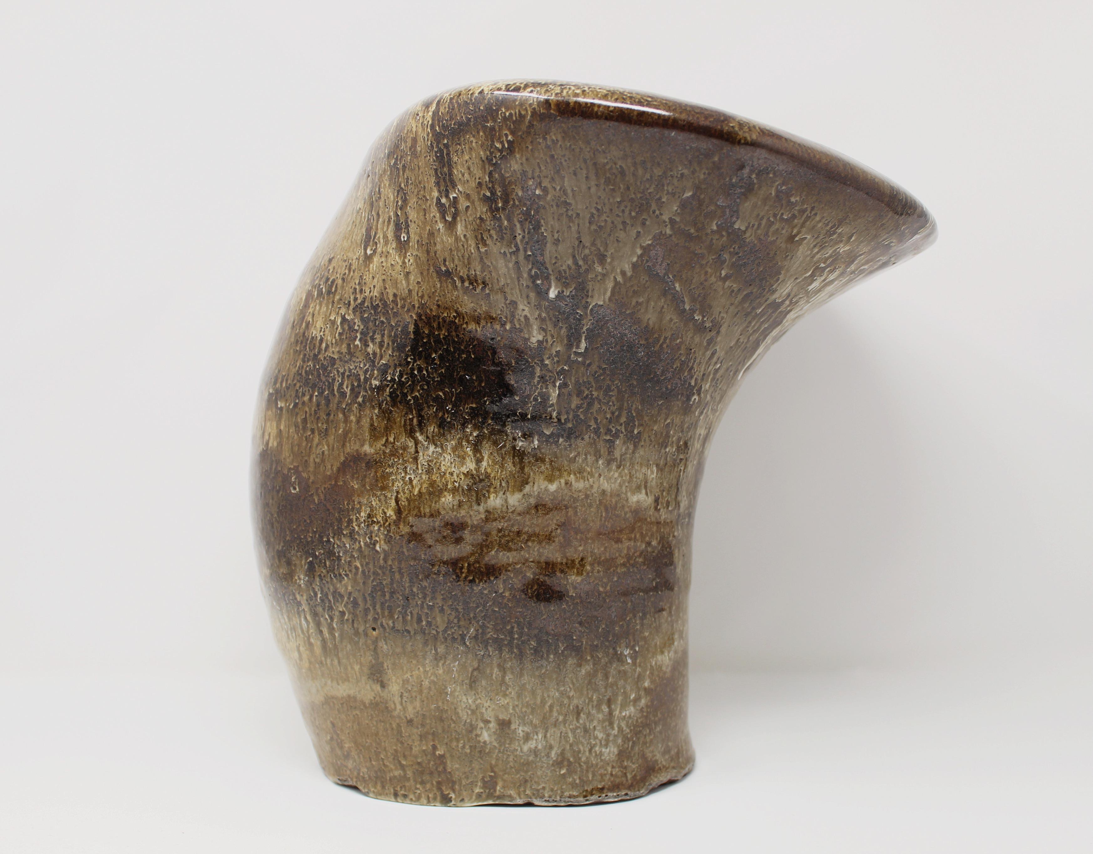 American Large Sculptural Ceramic Vase Earth Tones