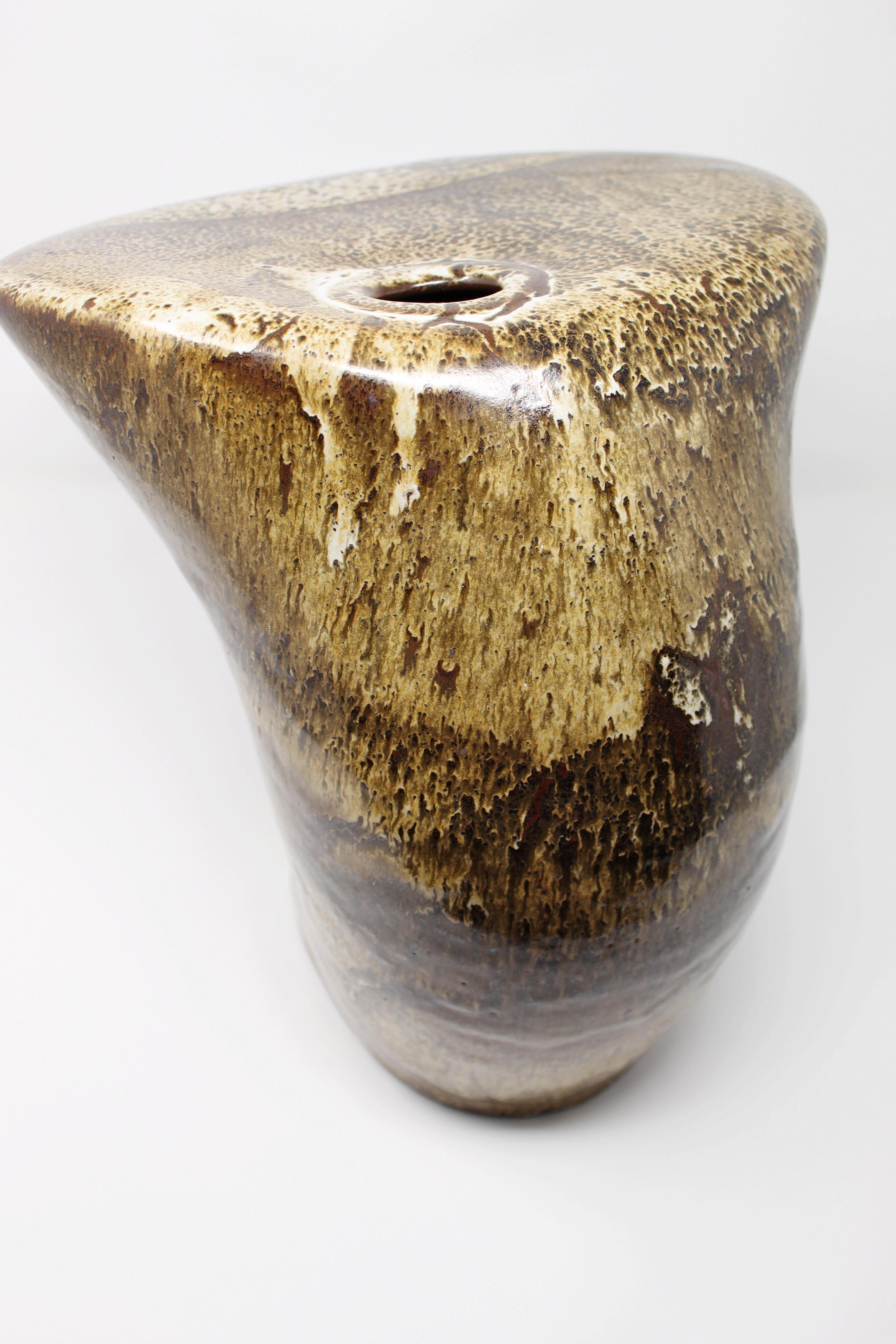 Large Sculptural Ceramic Vase Earth Tones In Good Condition In San Diego, CA