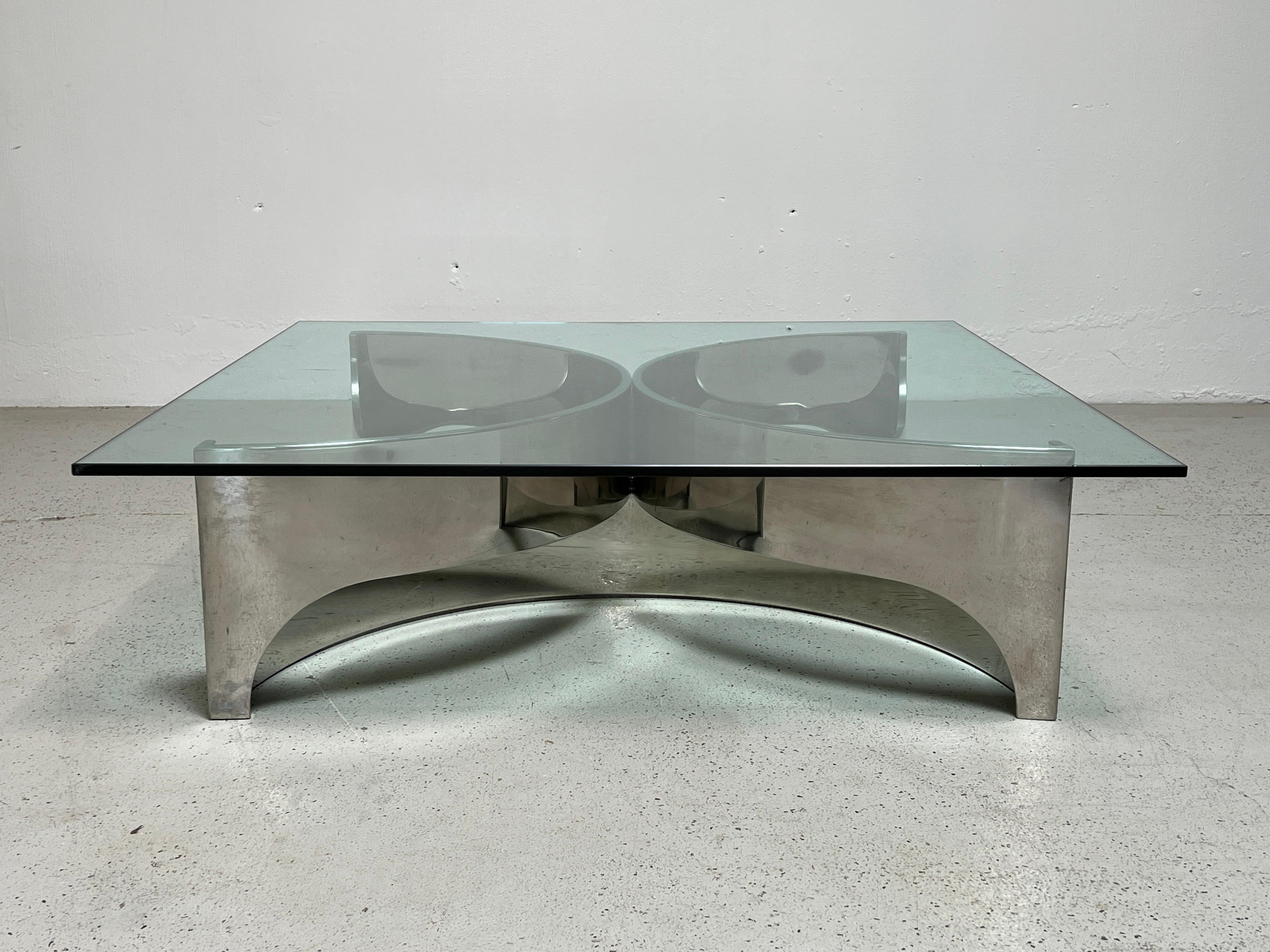 Late 20th Century Large Sculptural Chrome Coffee Table  For Sale